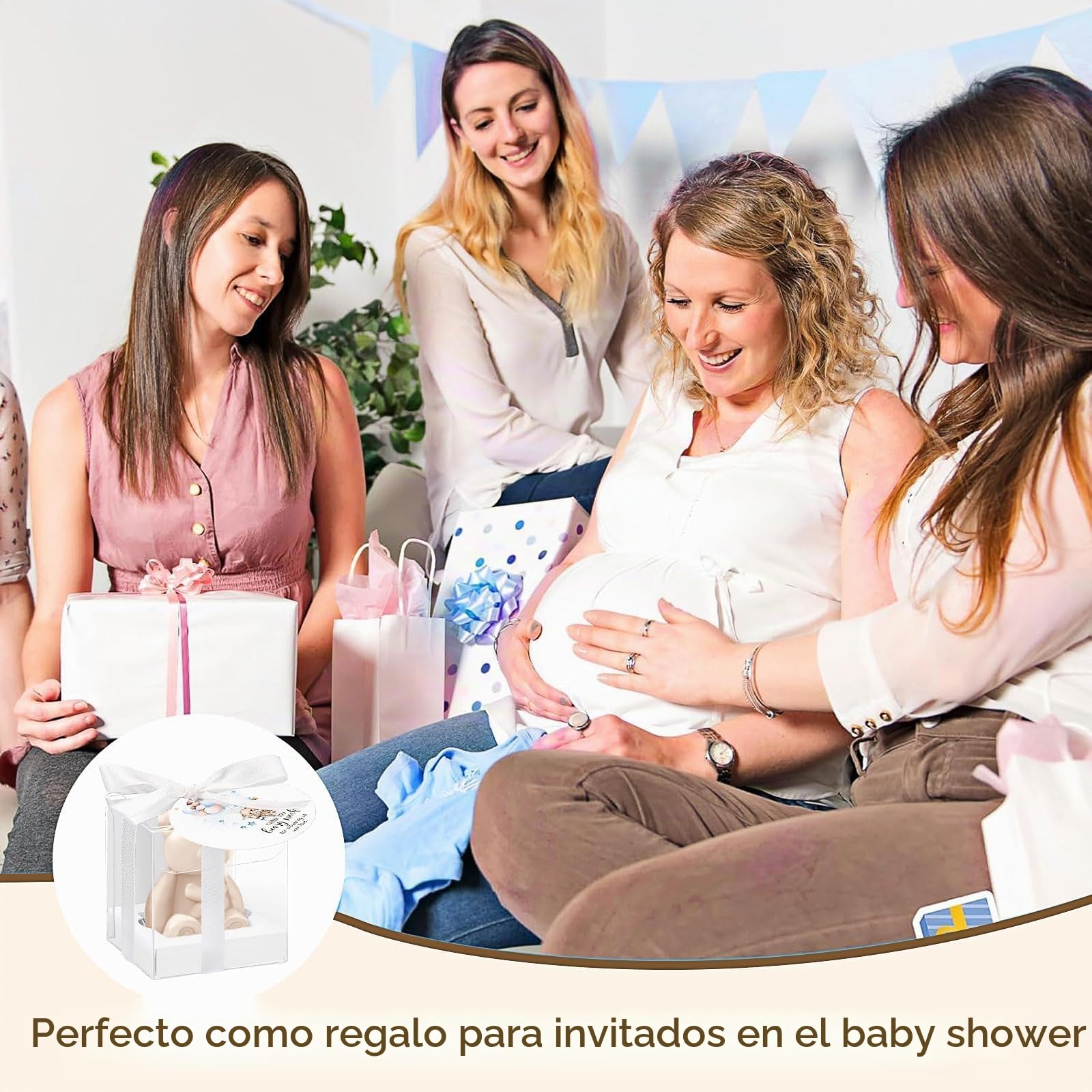 36 jabones de regalo para baby shower, hechos a mano, dulce, jabón decorativo con caja de regalo, tarjetas de agradecimiento para baby shower, niños, niñas, invitados, obsequios, color blanco y marrón