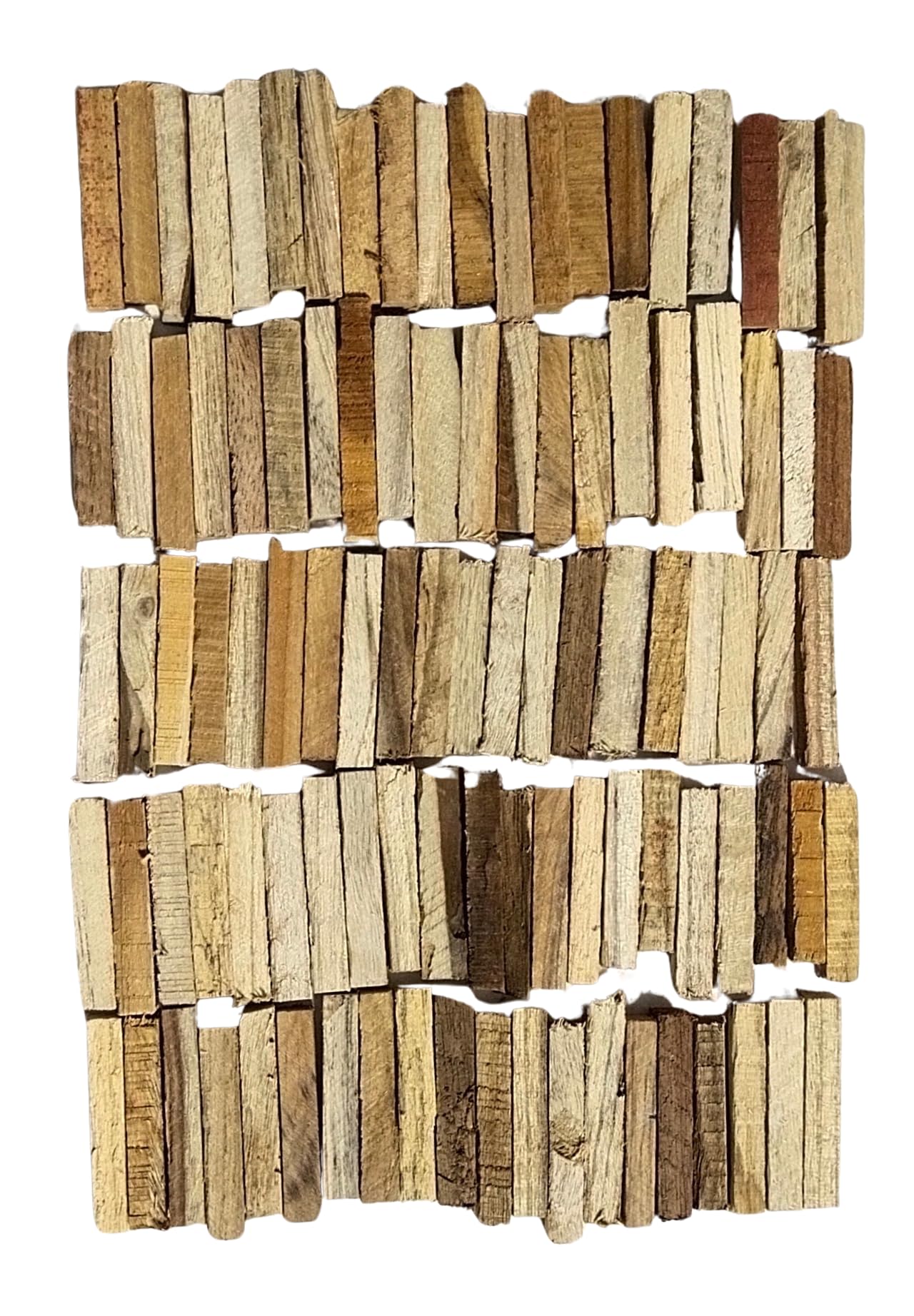 100 Pcs Natural Small Teak Wood Pieces 5cm x 9mm x 9mm for Toy, Crafts Work, Resin Arts, Furniture, Shelf, Wall, Fixing
