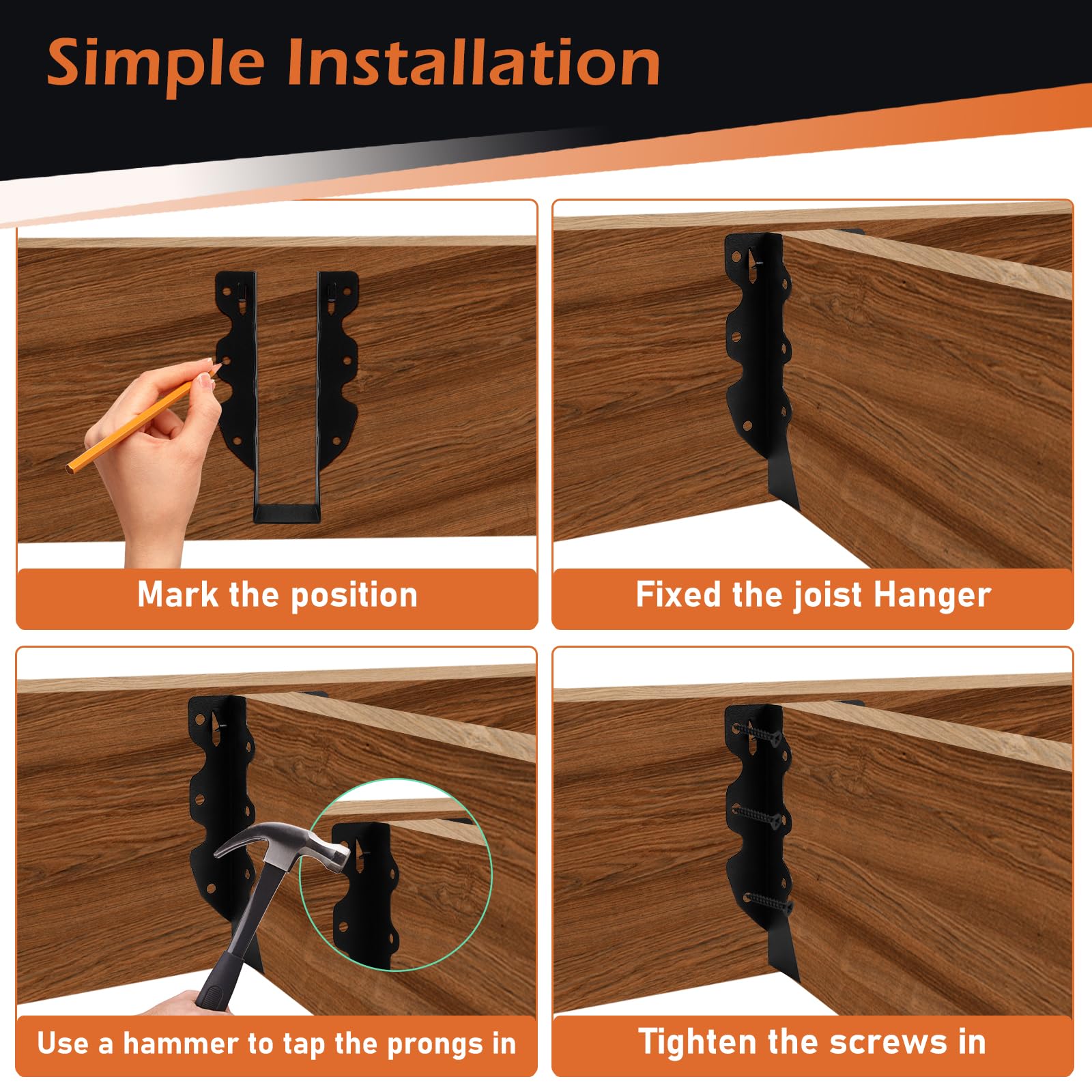 Powder Coating Rafter Snapklik.com : 2x8 Joist Hangers, 16 Pcs Hurricane Ties For Rafters Tie ...