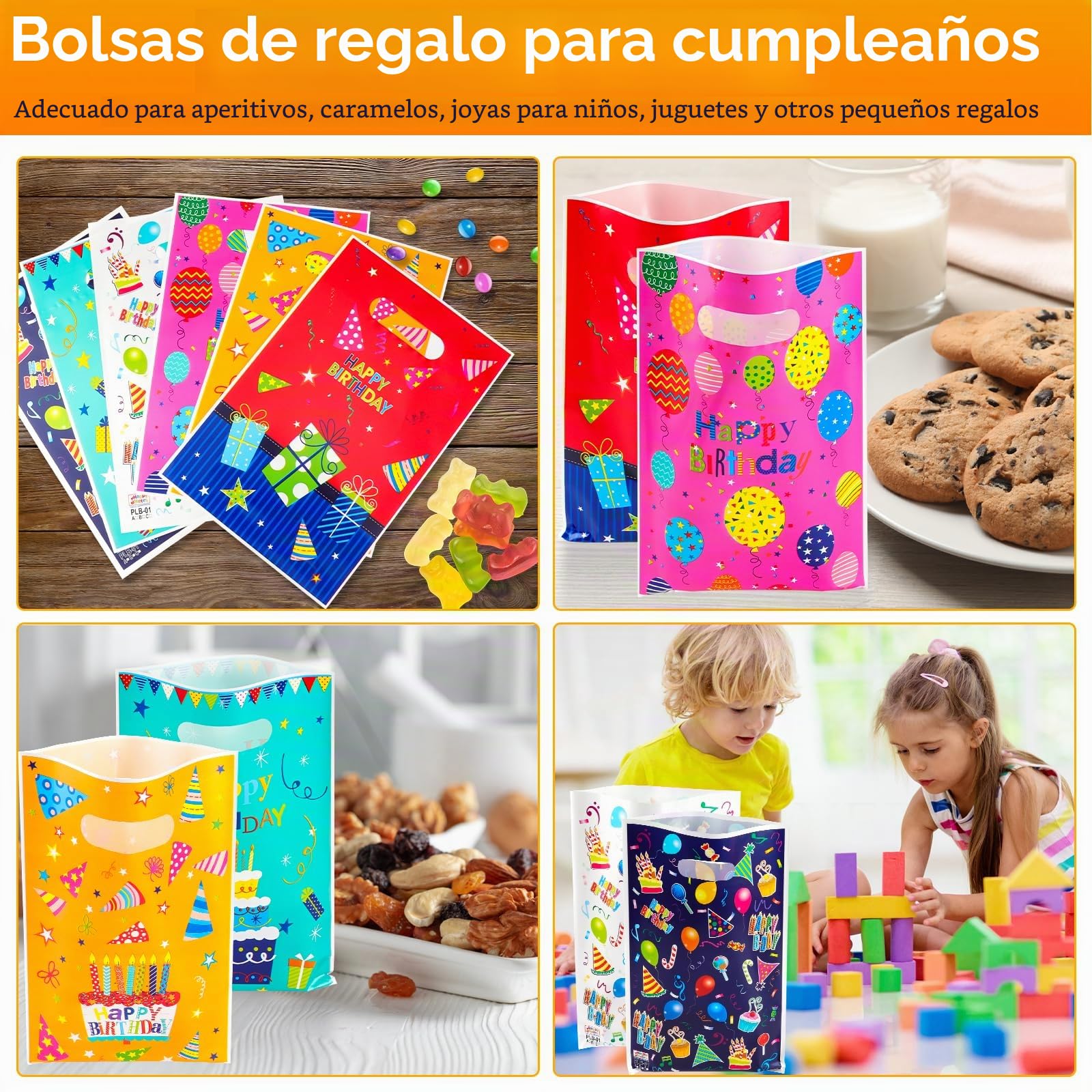 Annhao 30 Piezas Bolsas Regalo Cumpleaños Infantil, Bolsas de Chuches Galletas Caramelos para Fiestas