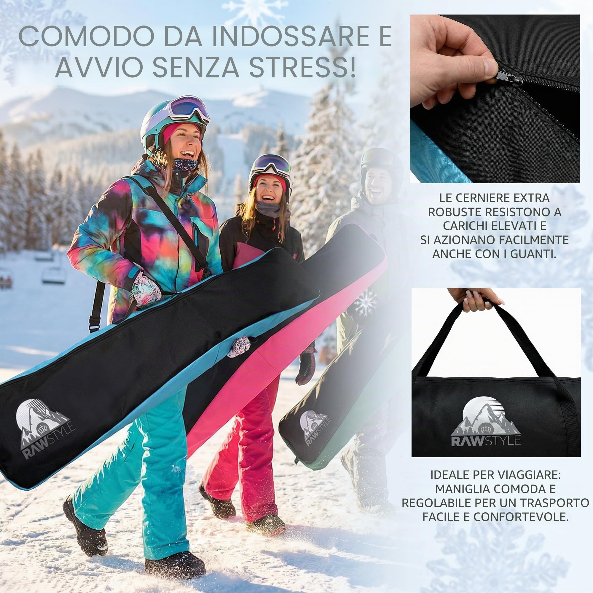 Rawstyle - Borsa per snowboard, 170 cm, XXL