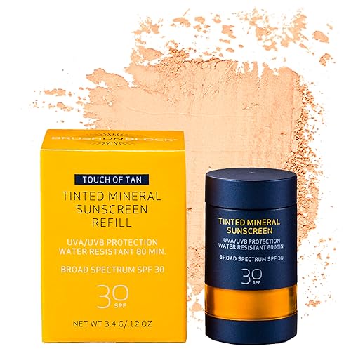 Miniatura 1 de Brush On Block Recambio de polvo mineral para protector solar SPF 30 natural de amplio espectro seguro para pieles sensibles protección facial UVA