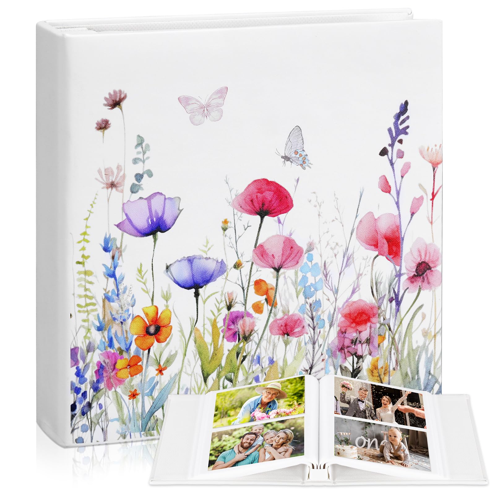 Dunzoom Wildflowers Photo Album 200 Pcs 4x6" Hardcover Leather Floral