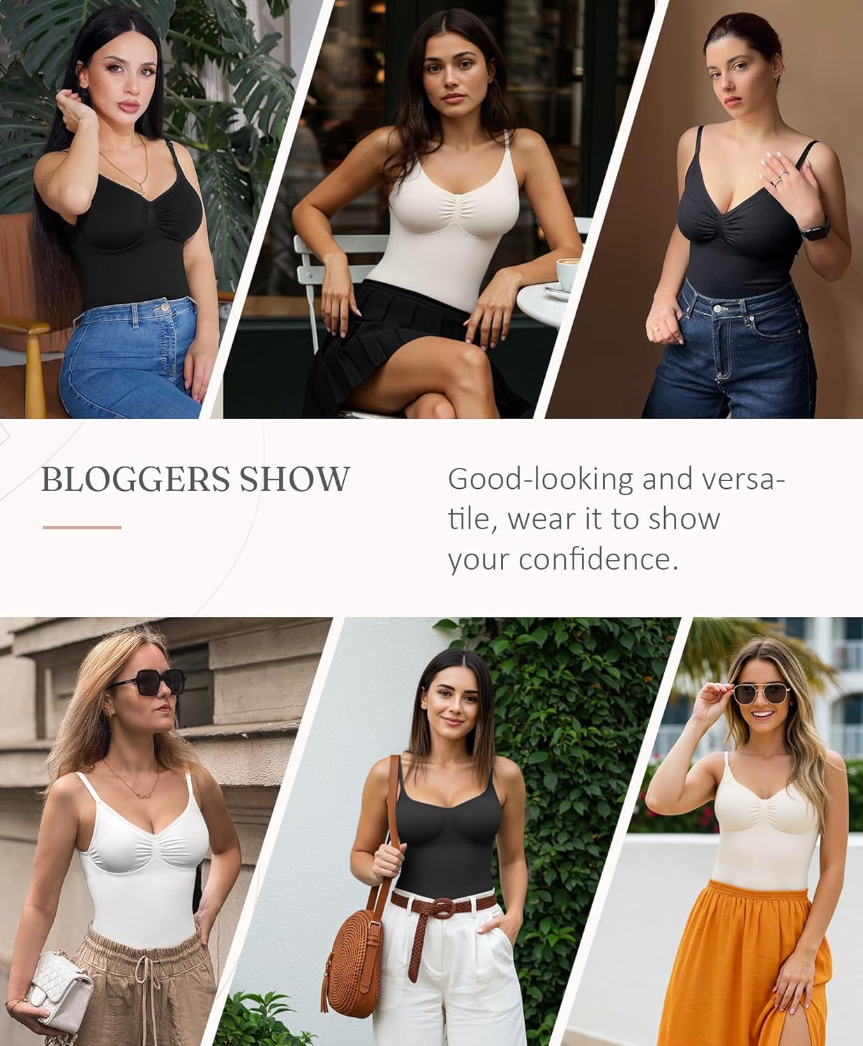 FeelinGirl Womens Tank Top Shapewear Tummy Control Tops Slimming Cami Tank Seamless Compression V Neck Camisole - Image 5