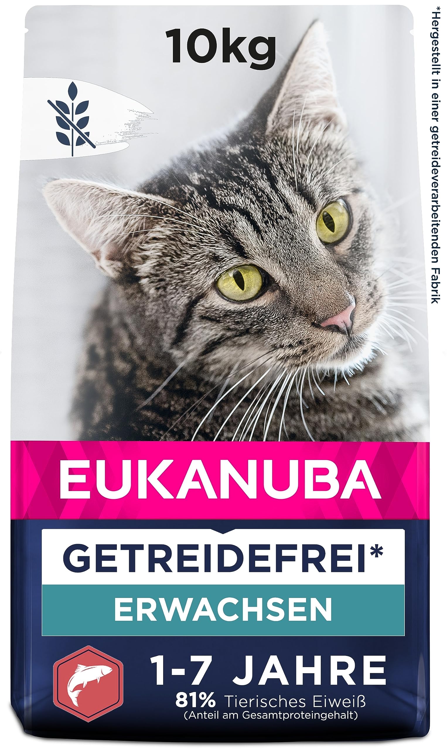 Eukanuba Katzenfutter trocken getreidefrei - Premium Trockenfutter mit viel Lachs für ausgewachsene Katzen, 10kg