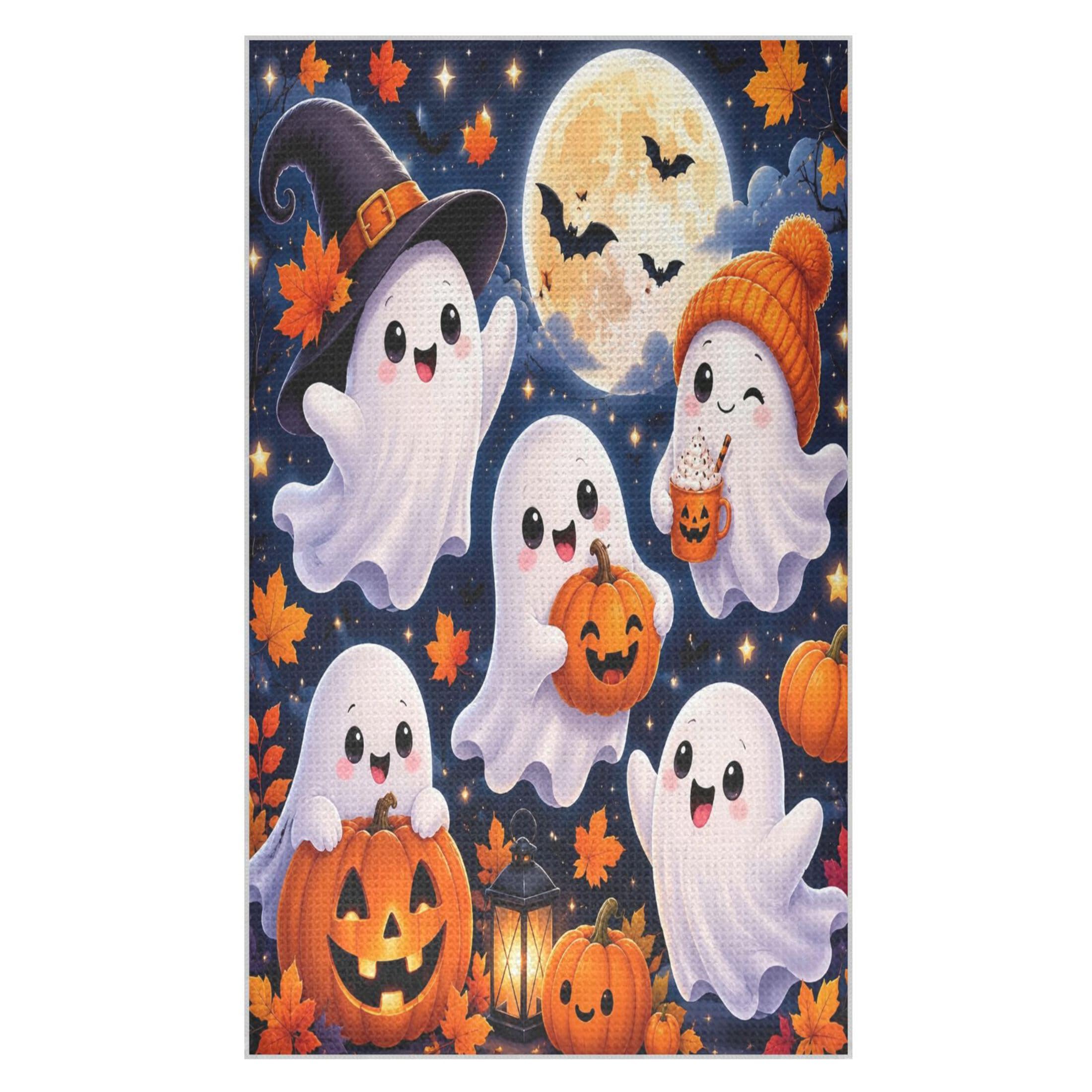 Fuauuyl Ghosts Kitchen Towel Waffle Weave Dish Towels Soft Absorbent Hand Towel Microfiber Lint Free Dish Cloths for Kitchen, 18x30 in