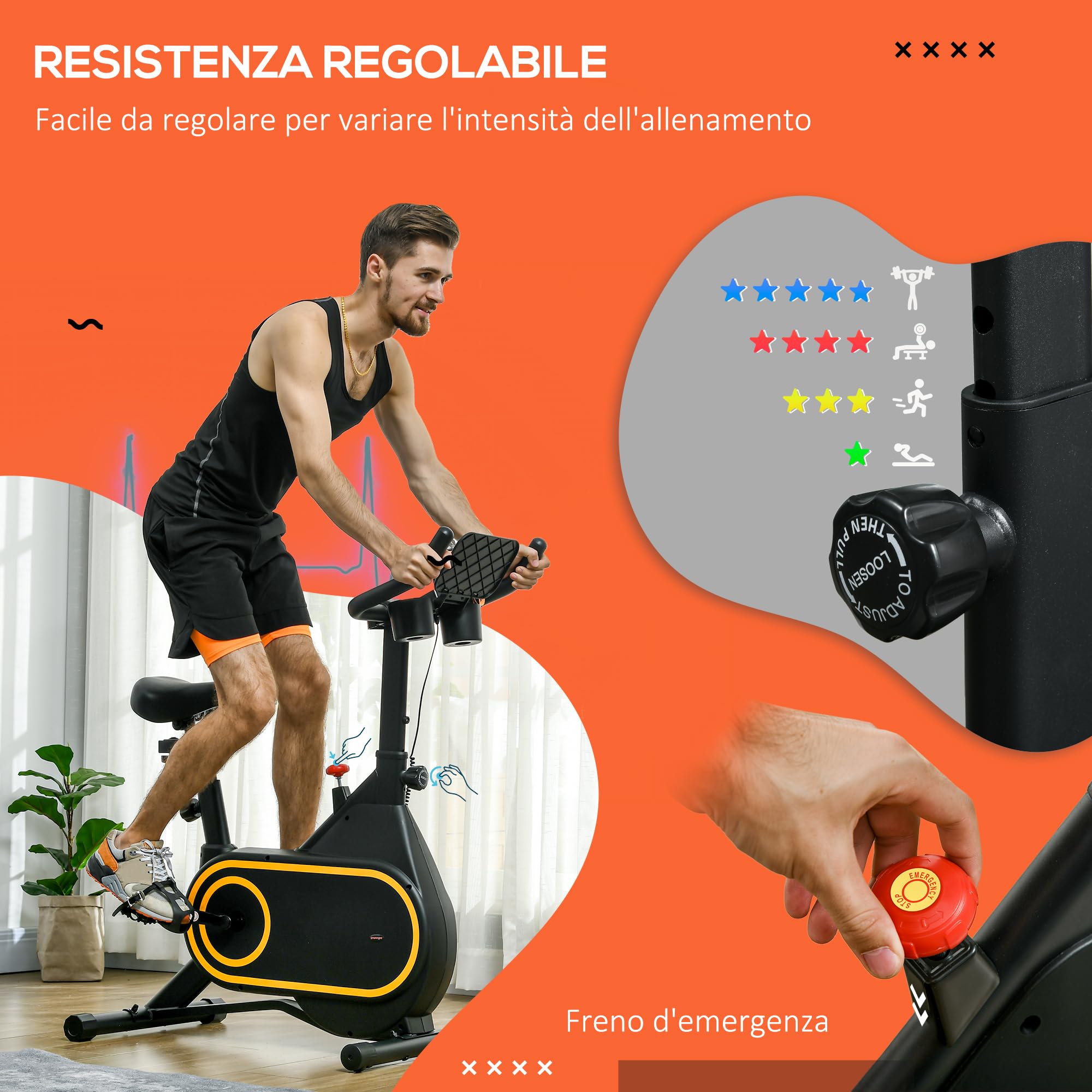 SPORTNOW Cyclette Professionale Magnetica con Volano da 4kg Display LCD