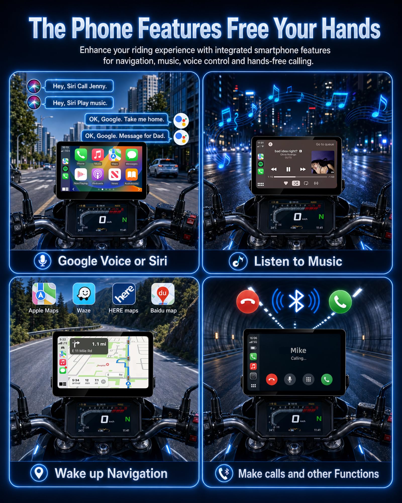 Jansite Carplay Moto avec Molette Wonder Wheel Native pour BMW Motorrad | 6,25'' Écran Tactile Étanche Tactile, CarPlay et Android Auto Sans Fil, Navigation GPS, Plug-and-Play