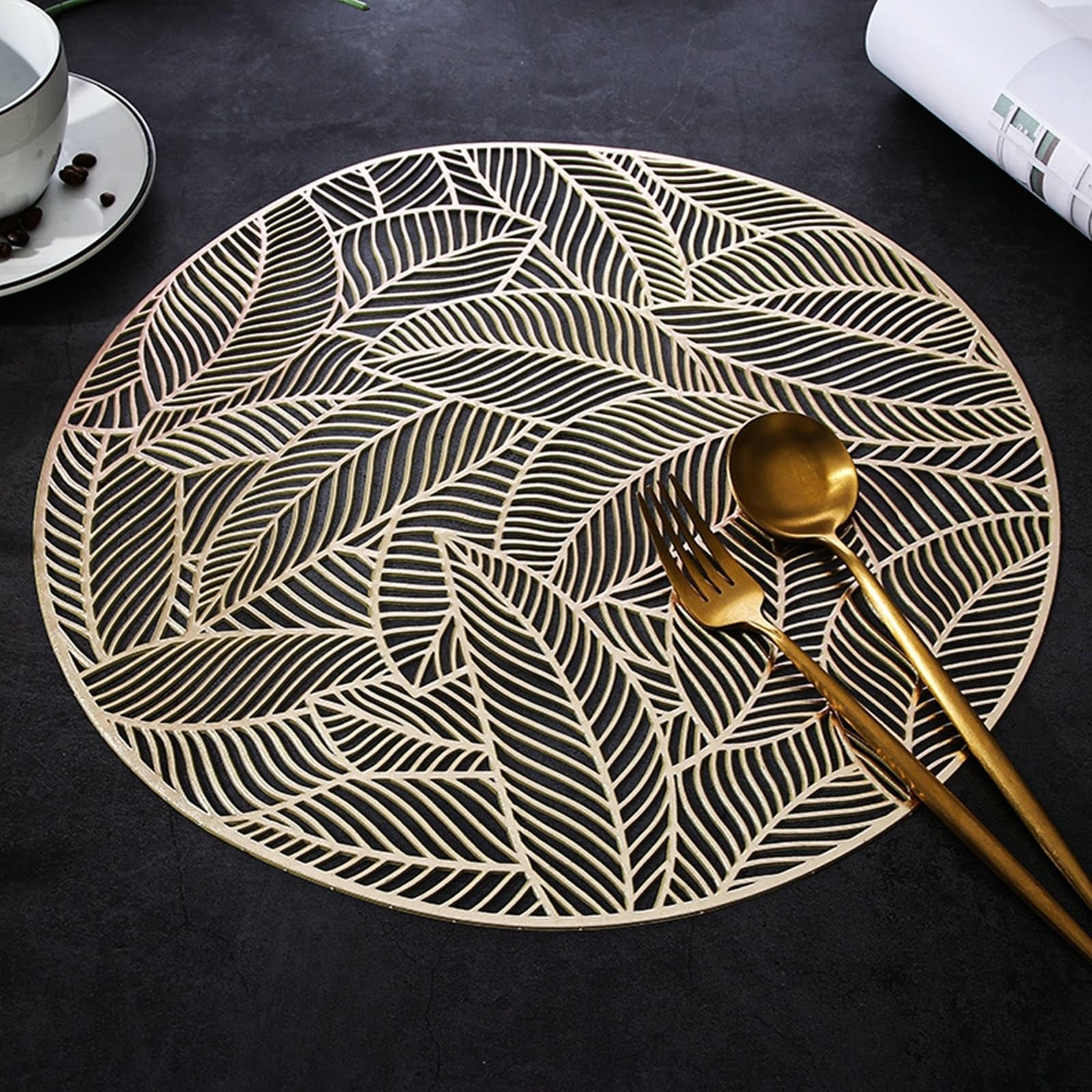 Lot de 6 sets de table dorés à motif rond 38cm cuisine salle à manger