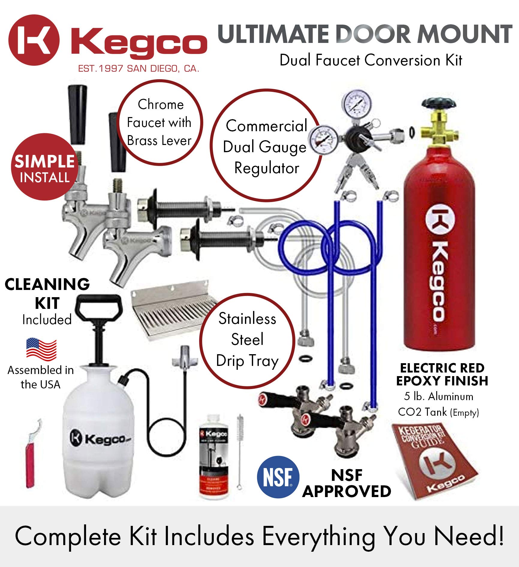 Kegco Ultimate 2-Tap Door Mount Kegerator Conversion Kit With 5 Lb. Co2 Tank on Fridge.com - View 2
