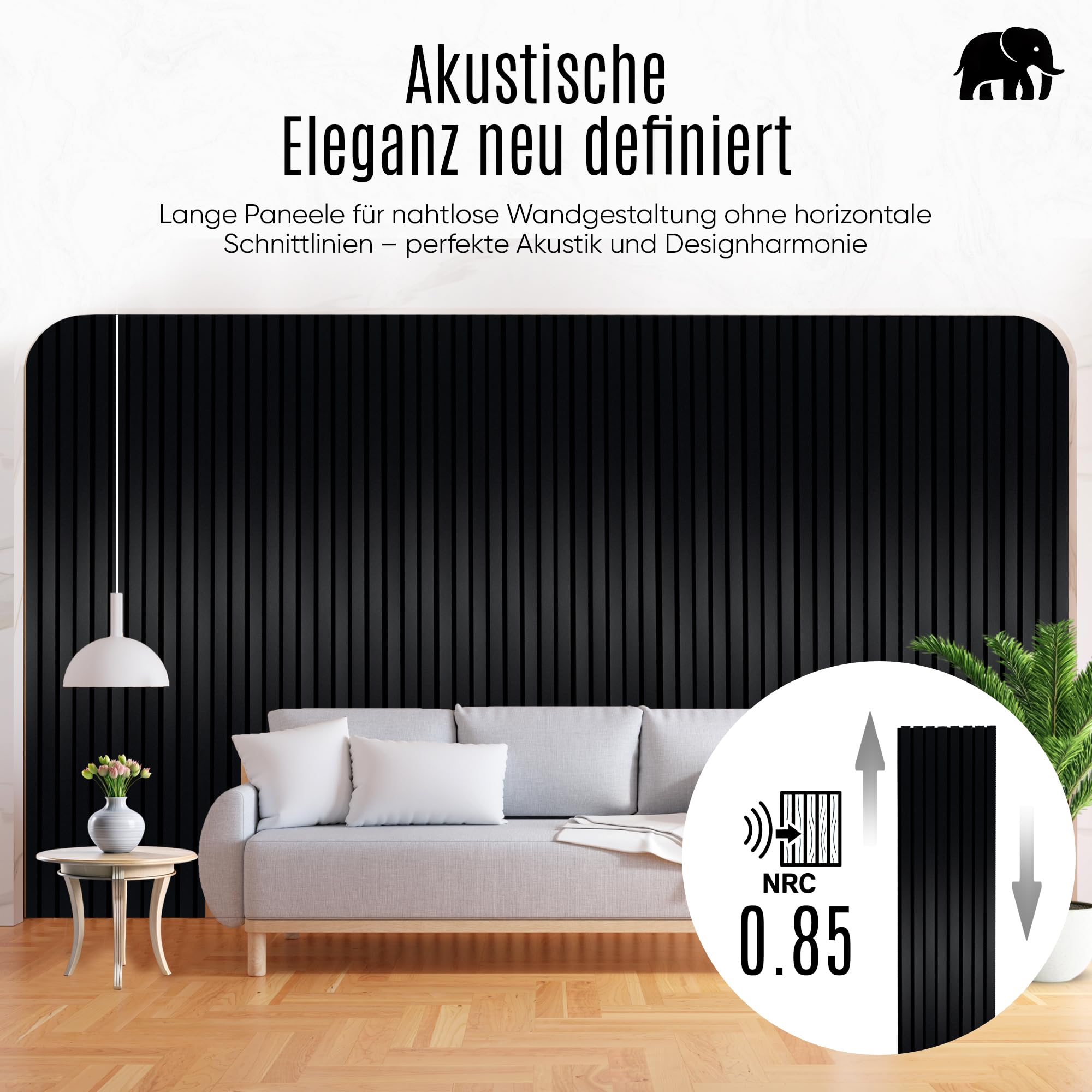 Akustikpaneele Holz 2er Set 275 x 28 cm 1,54 m² Schwarz