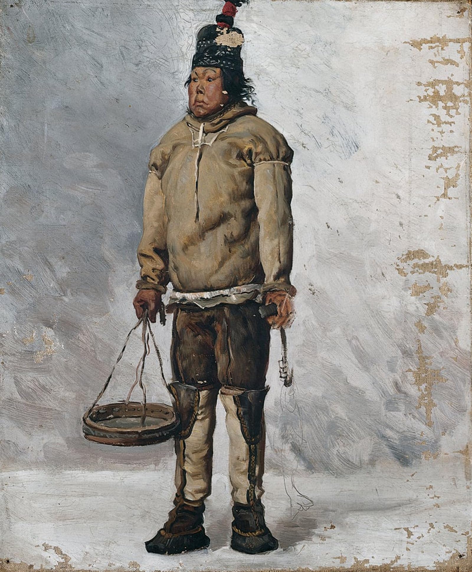 ARTXLXXBN Famous Prints Artwork Pictures Poster Painting Art an Eskimo by François Auguste Biard Artwork Landscape Pictures for Home Decor 60x90cm