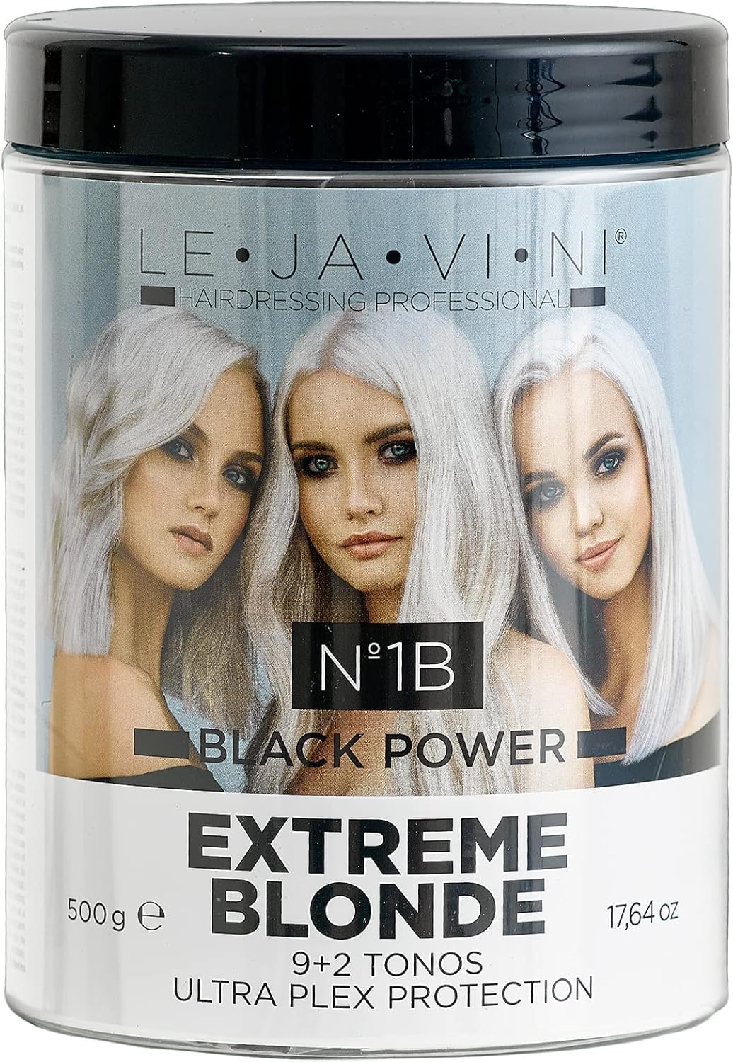 LEJAVINI N1B | Decolorante Pelo Profesional sin Amoniaco | Aclara hasta 9 Tonos | Neutraliza Tonos Amarillos | Ideal para Mechas, Balayage, Arrastre de Color | Polvo Decolorante Cabello 500g