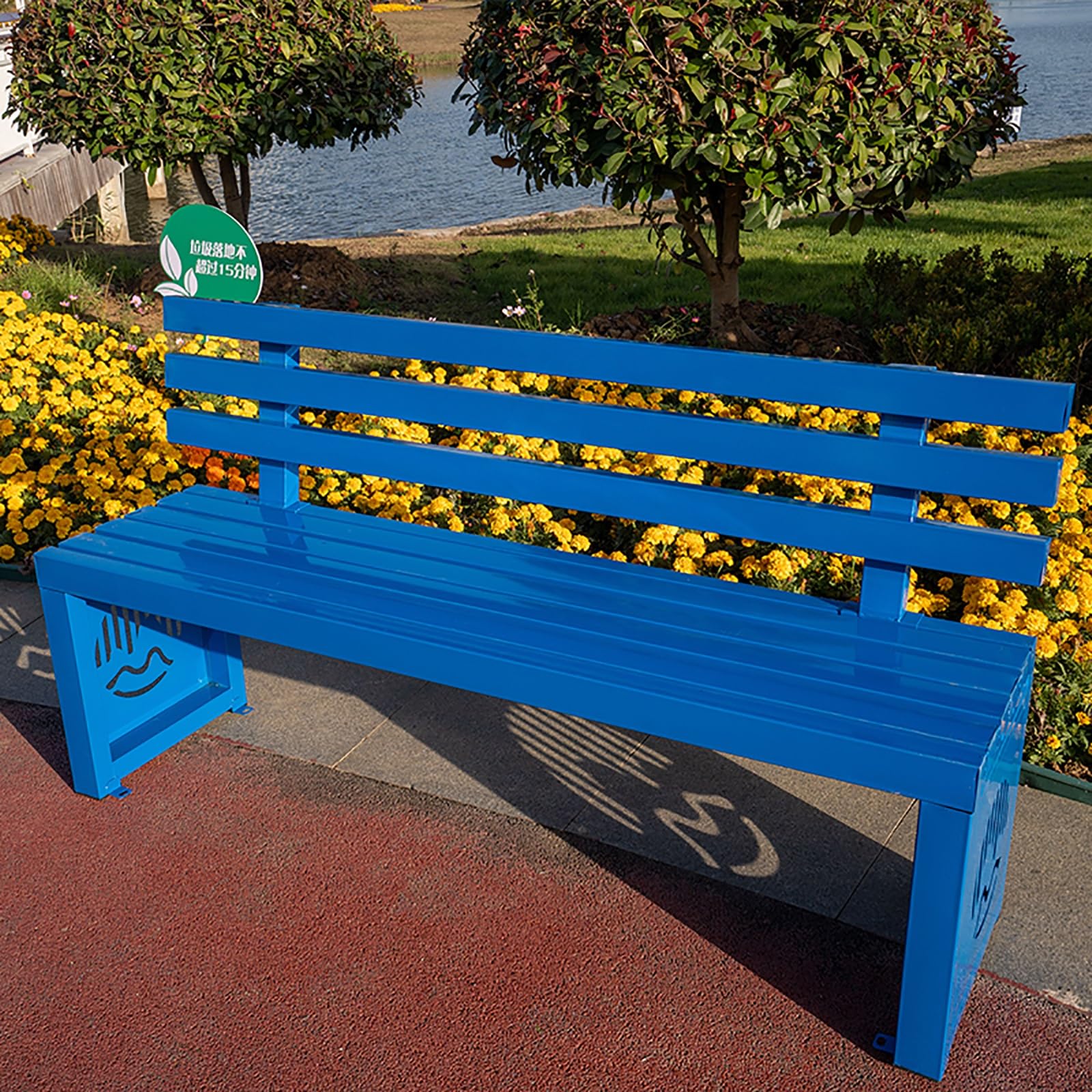 Asiento para exteriores de acero galvanizado azul Gar BenchOutdoor 39"