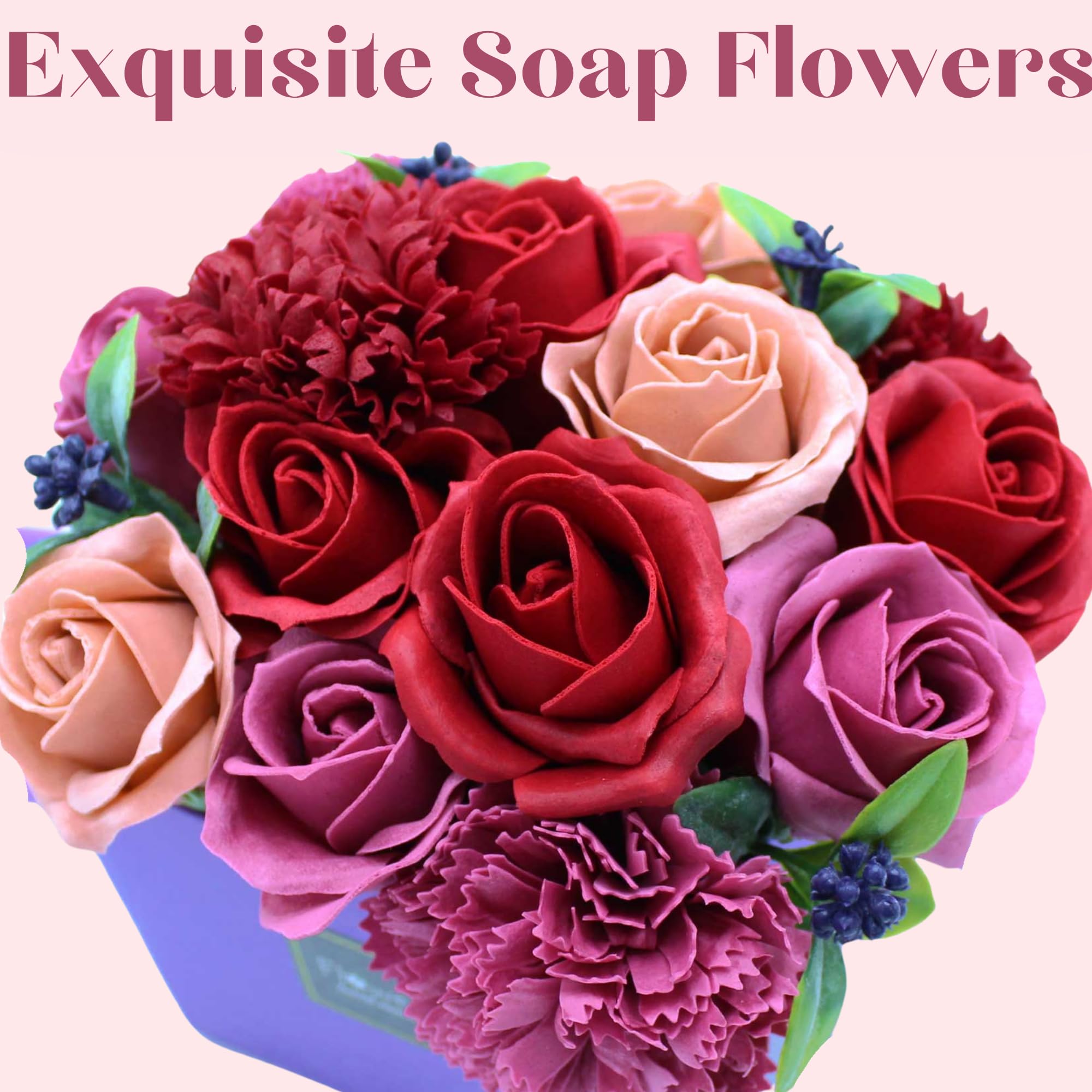Soap Flower Bouquet Purple Flower Garden Mothers Day Flowers Valentine Flowers For Her and Flower Bouquet For Your Loved Ones - Image 3