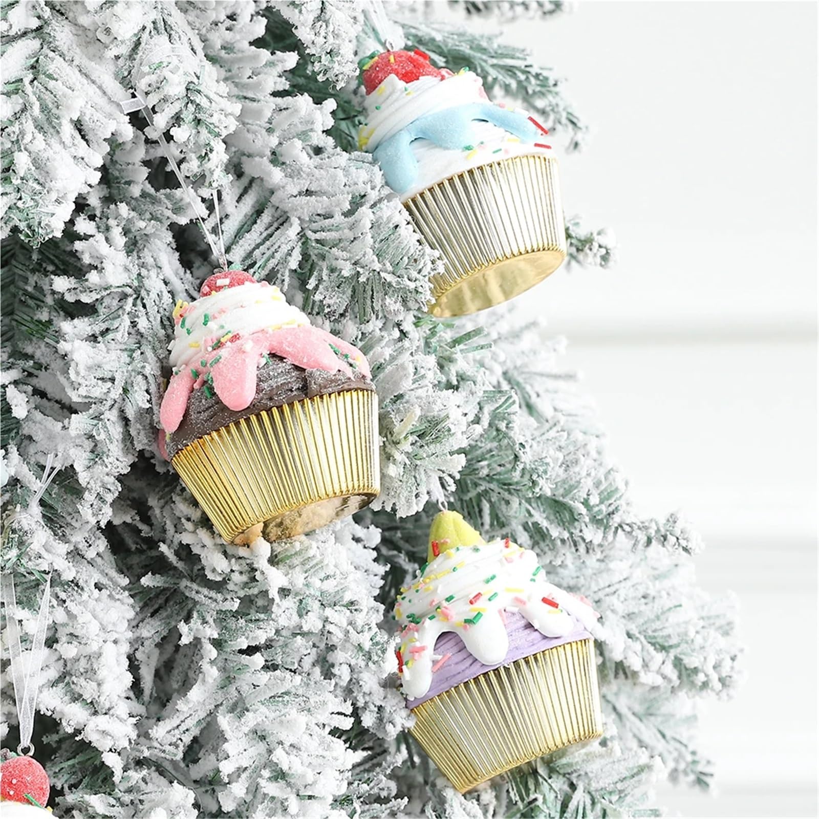3 uds decoración de Pastel Navidad Rosa Azul púrpura hogar árbol Adornos Colgantes Año Nuevo para Navidad Invierno Fiesta DecoracióN