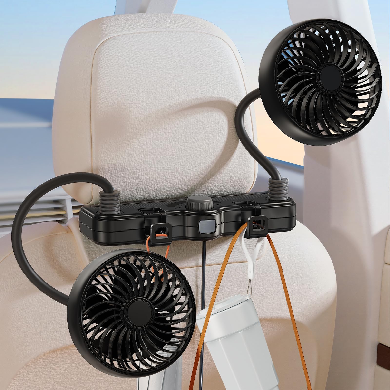 SCENEIN Dual Head Gooseneck Car Fan