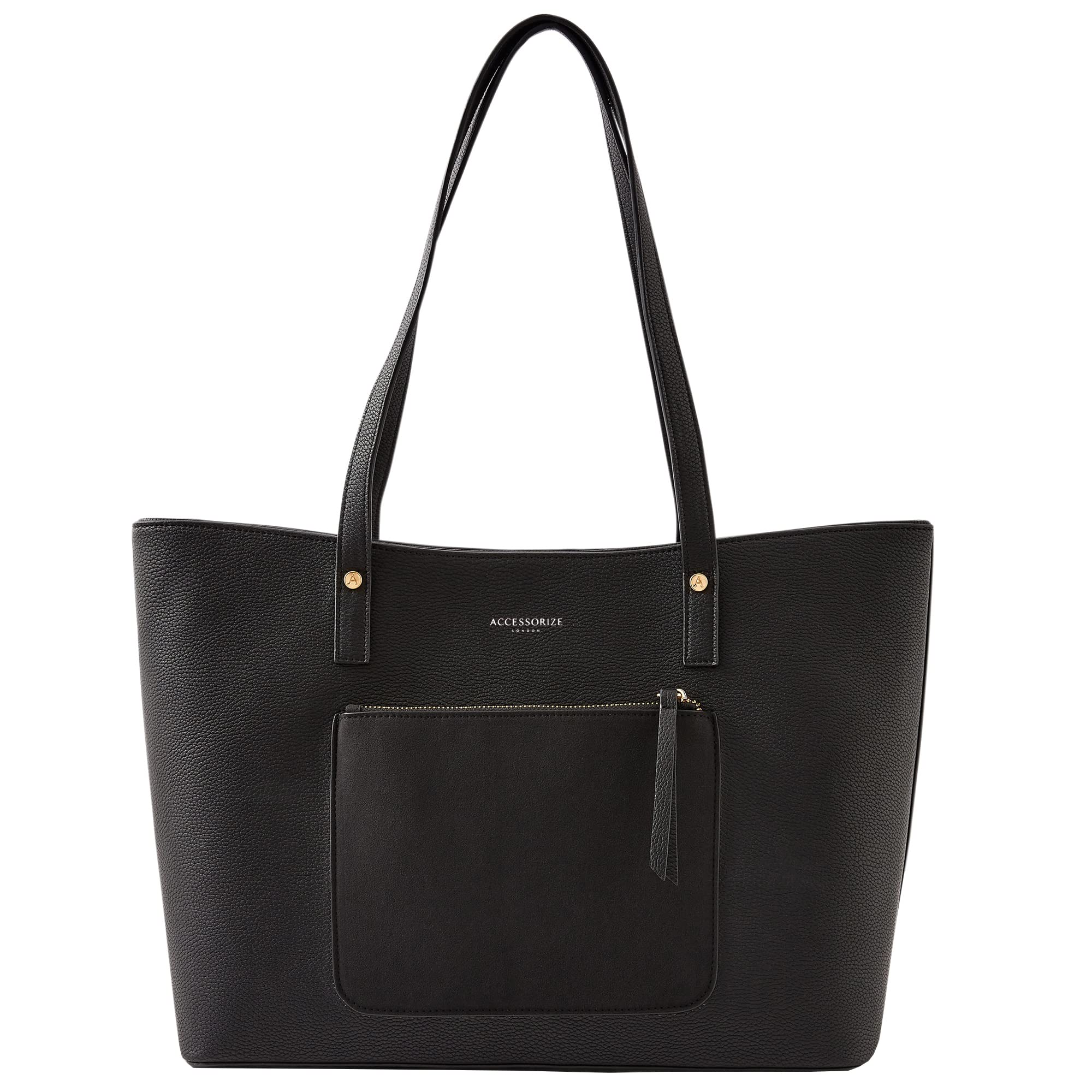 Accessorize London Womens Black Faux Leather Eleanor Tote Bag Stylish Shoulder Bag|Hand Bag for casual |Office|College|Travel Use |Spacious Compartment (B0BDFT6BNM) Amazon Price History, Amazon Price Tracker