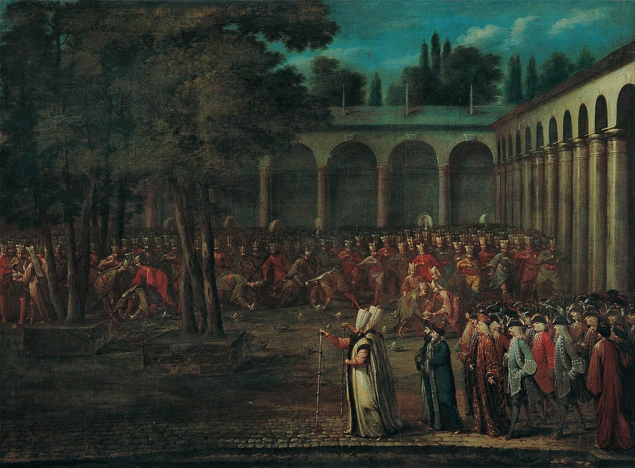 ARTXLXXBN Famous Painting Art Wall Decor Abstract Art Picture the Ambassadorial Delegation Passing Through the Second Courtyard by Jean Baptiste Vanmour Animal Pictures for Home Decor 60x90cm