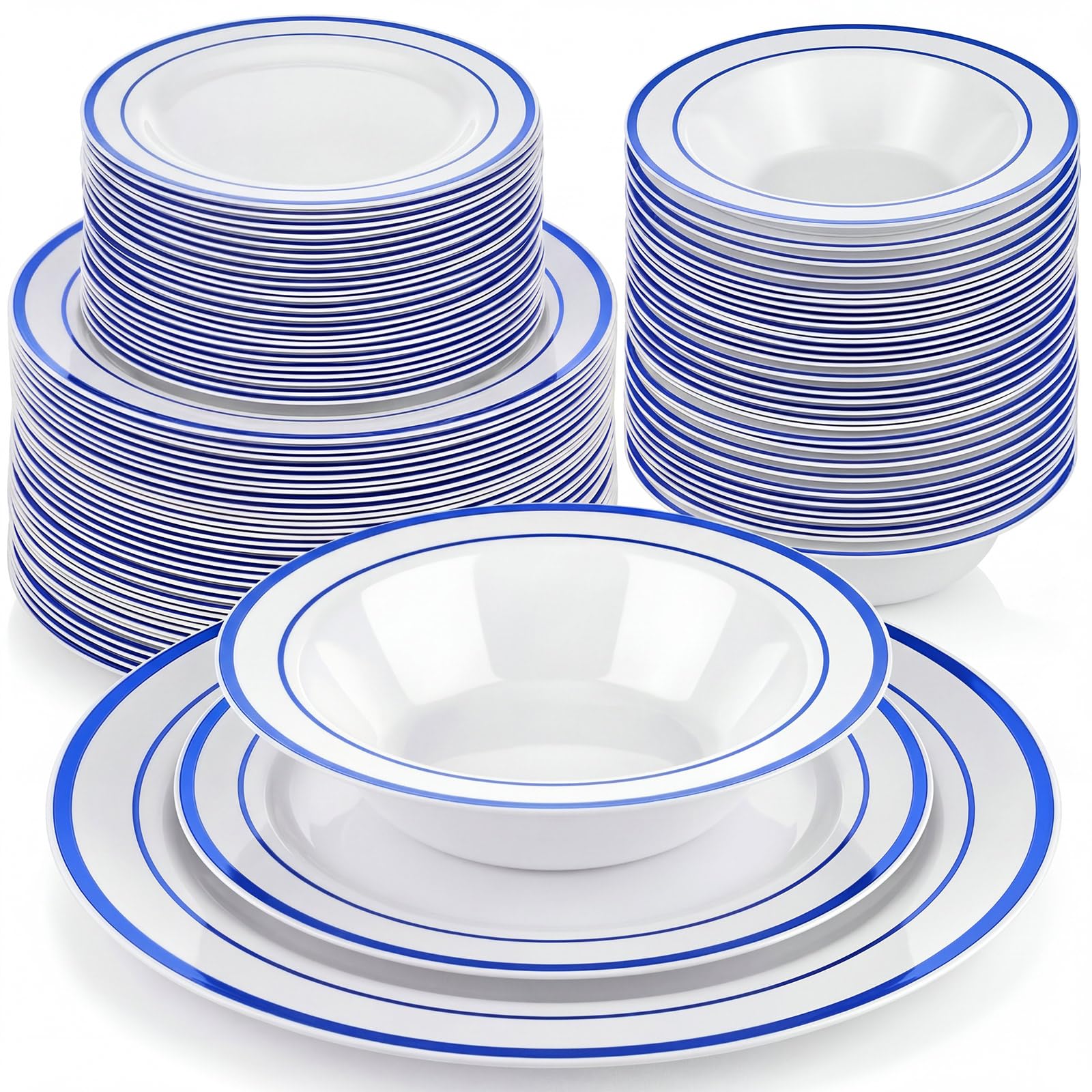 Havawish 150 Piece White & Gold Plates & Bowls -17