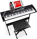 Best Choice Products 61-Key Electronic Keyboard Piano Portable Electric Keyboard Complete Beginner Set w/LED Screen, Stand, Bench, Headphones - Black