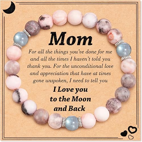 Tarsus Natural Stone Bracelet for MomGrandmaSisterAuntBonus Mom, Moonstone Beads Handmade Bracelet Christmas Birthday Gifts for Women