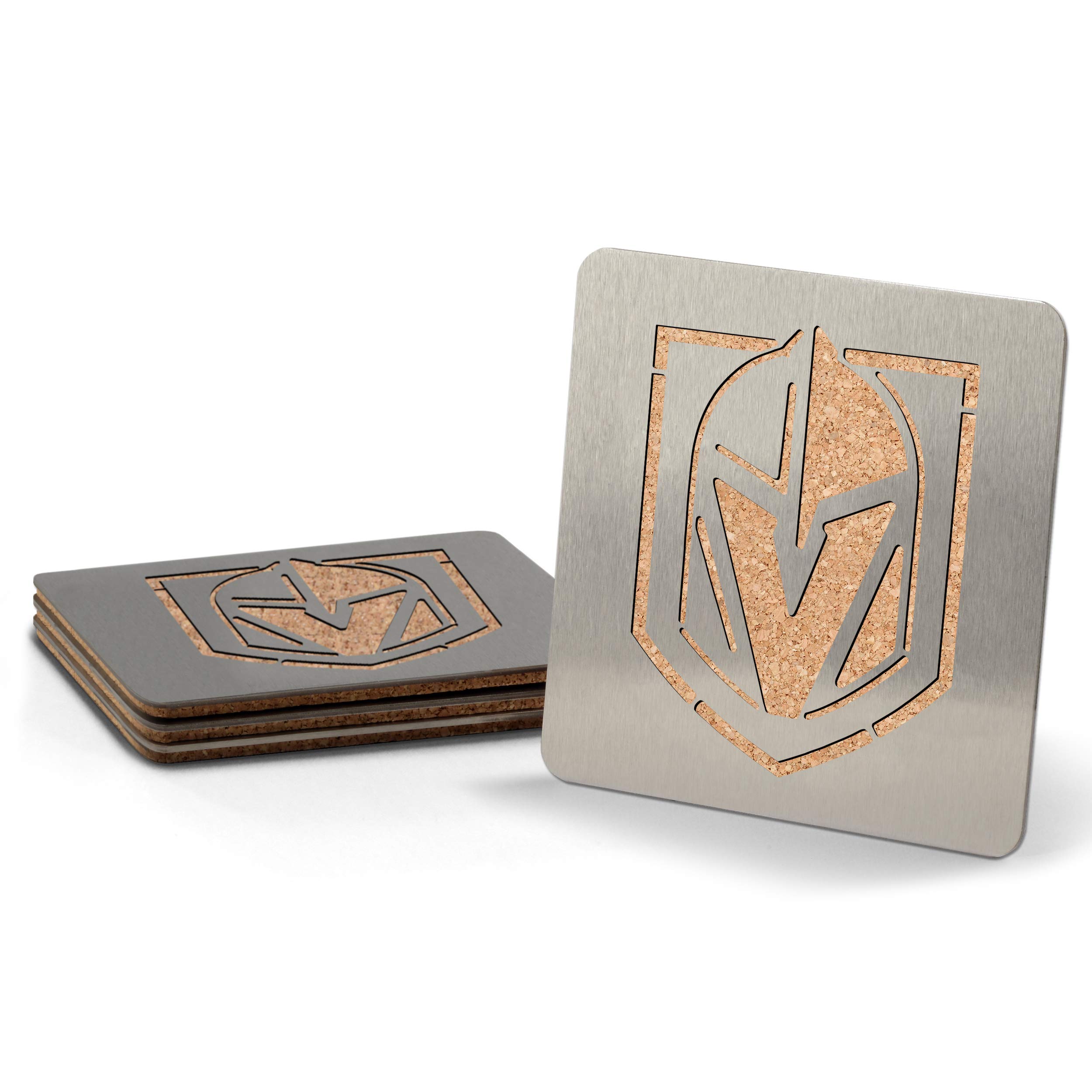 YouTheFan NHL Vegas Golden Knights 4-Piece Stainless Steel Boaster Drink Coaster