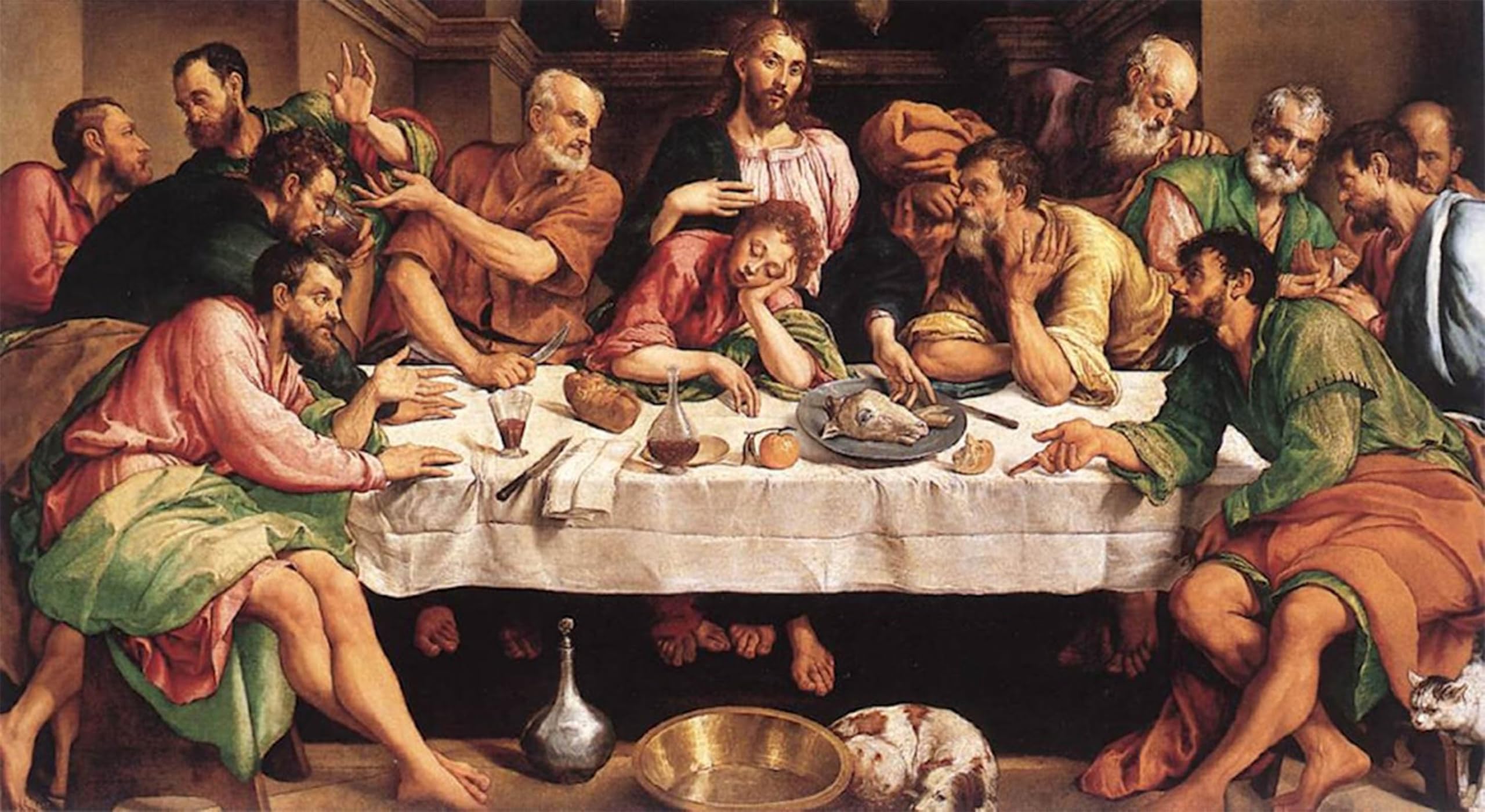 ARTXLXXBN Famous Painting Art Wall Decor Abstract Art Picture the Last Supper by Jacopo Bassano Animal Pictures for Home Decor 60x90cm