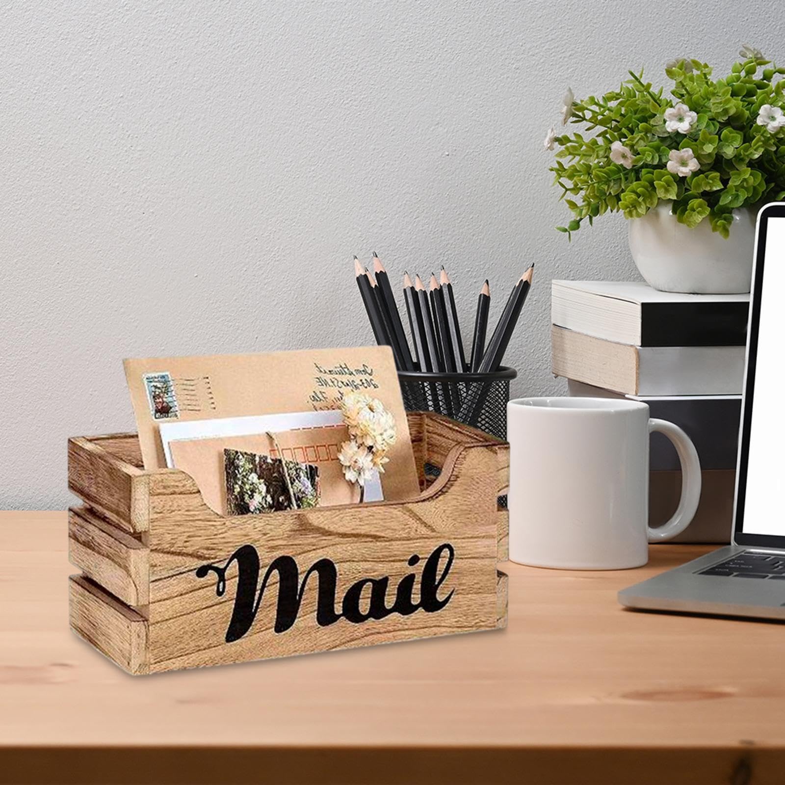 Gralara Organizador de de Madera, Porta Cartas, Regalo de Inauguración de La Casa, Versátil, Montado en La Pared