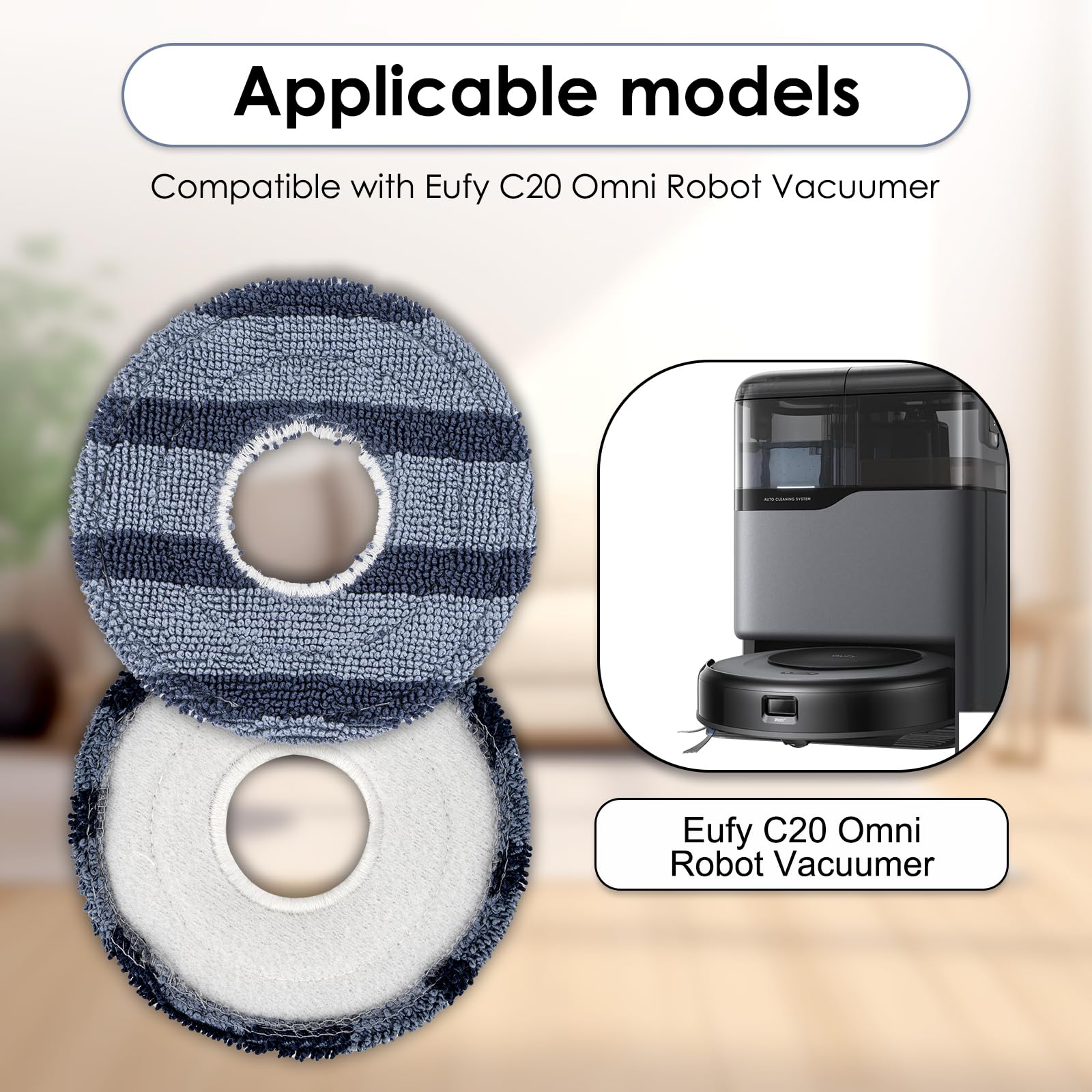 (4 Sztuki) Pads Kompatybilne z Eufy C20 Omni Robot Cleankus, Zestaw Akcesoriów Mop Mop, Omni C20 Mopping Empling, Części Zamienne Części Zamienne