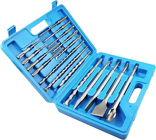 Miniatura 4 de HFS(R) 17PCS Rotary Hammer Brocas Set & Cincels- SDS PLUS Herramienta de agujero de mampostería de hormigón 17pcs con caja de almacenamiento