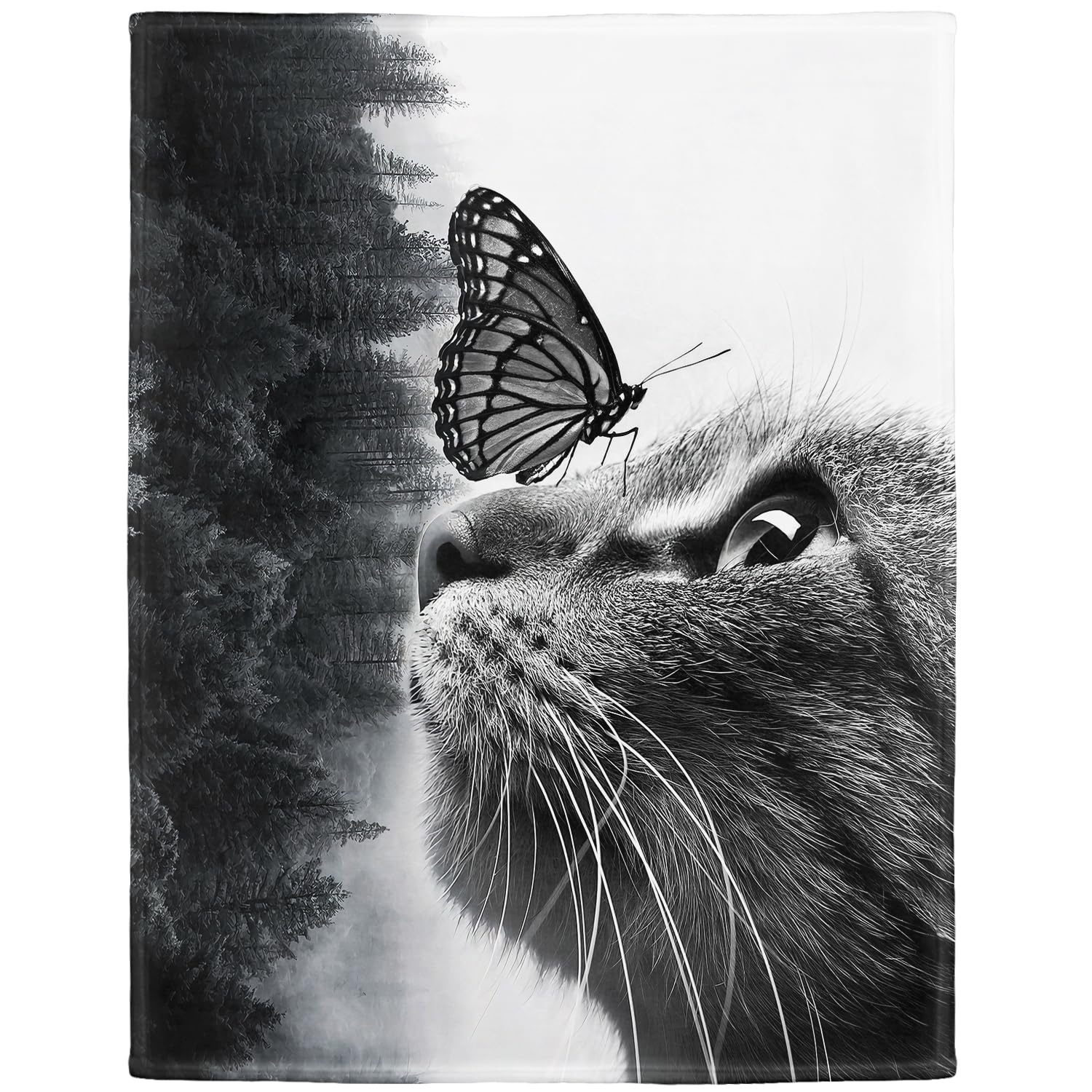 YISUMEI Koc 150 x 200 cm puszysty koc miękki flanelowy koc polarowy motyl kot