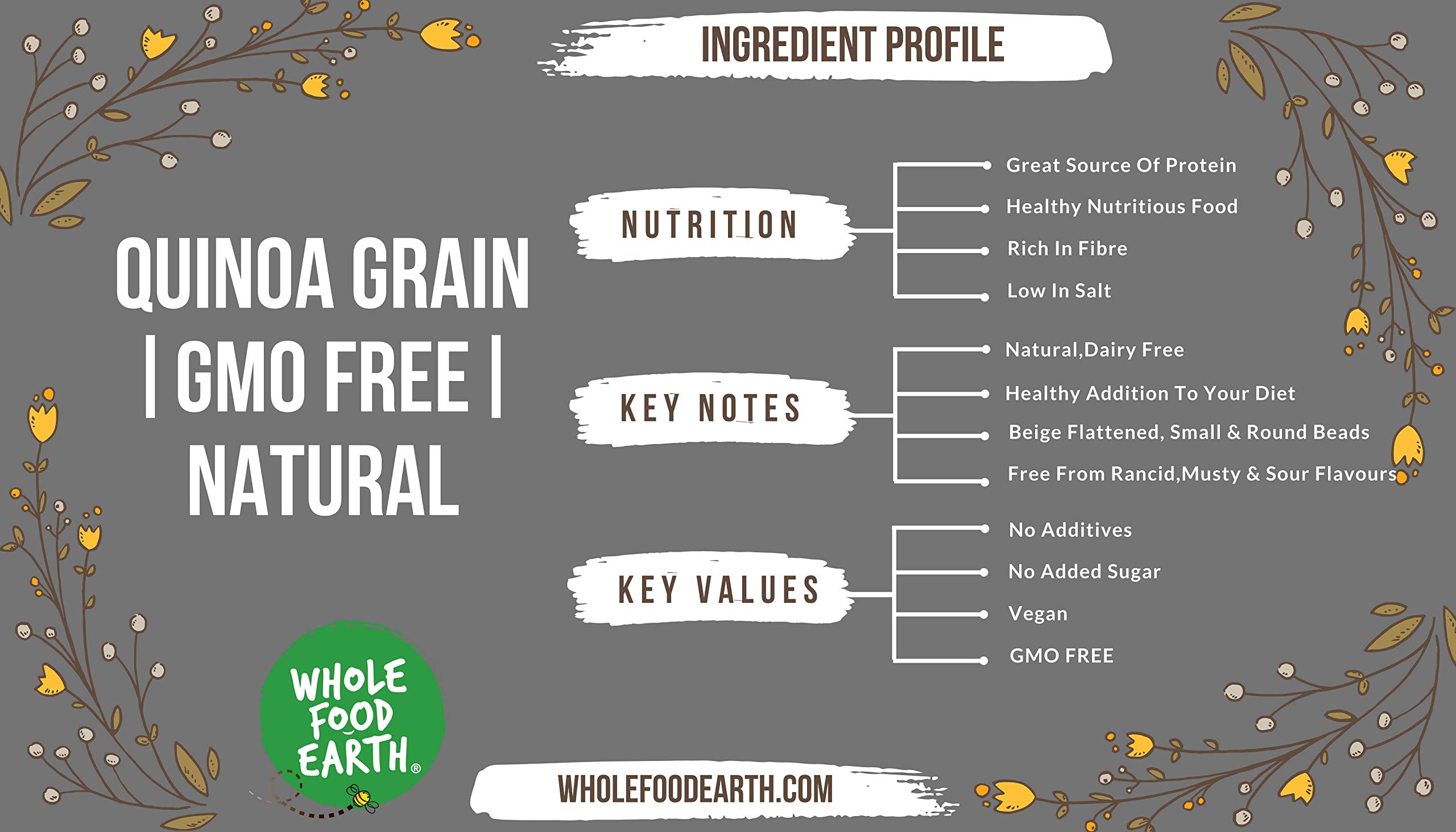 Wholefood Earth Quinoa Getreide - GMO frei - natürlich - vegan - Milchfrei - ohne Zuckerzusatz - 3 kg (Packung mit 4)