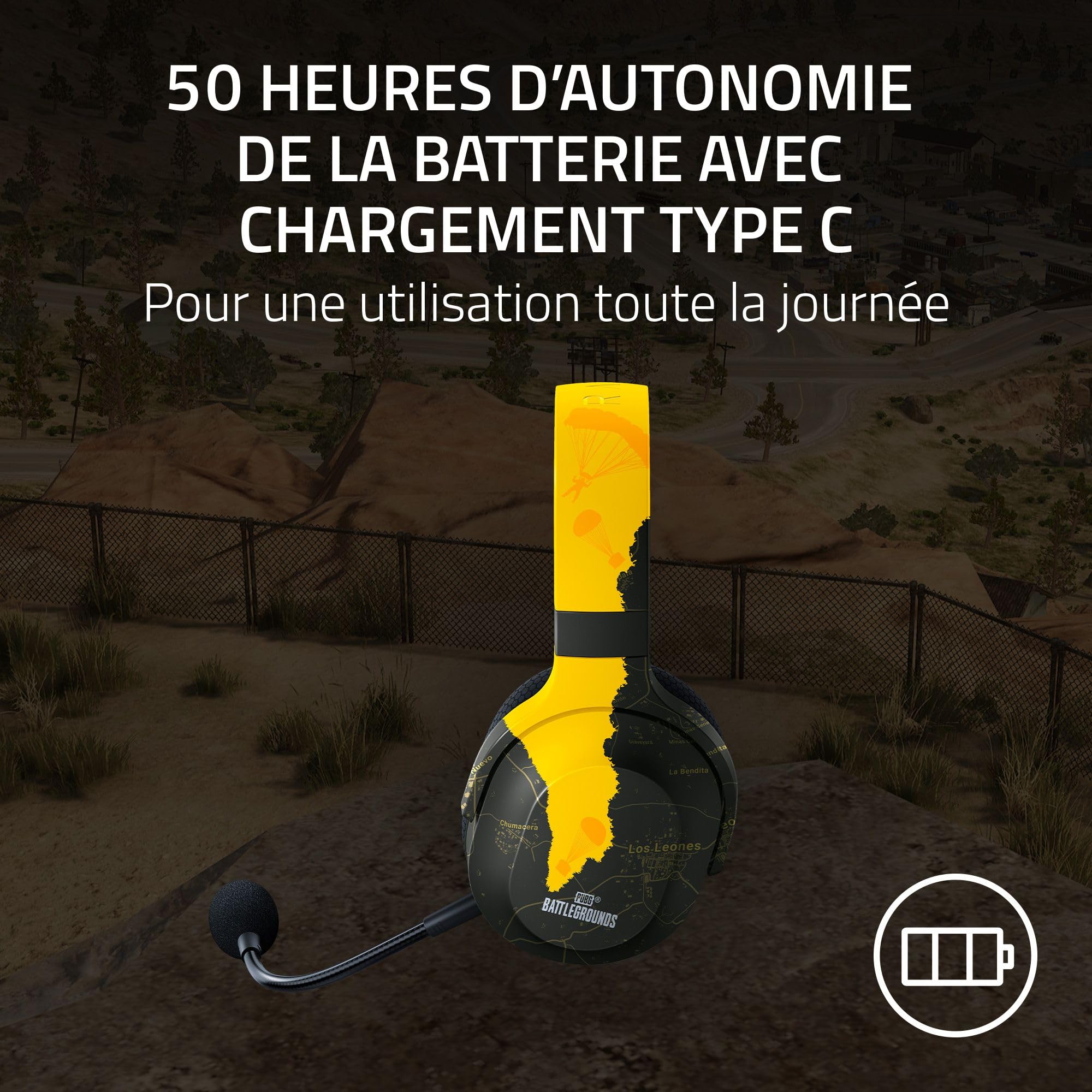 Razer Barracuda X - Casque Gaming sans Fil Multiplatepourme SmartSwitch Dual sans Fil (Ergonomique, Tripource 40mm, Microphone Cardioïde, Contrôles sur Casque, Batterie de 50h, USB-C) PUBG Ed
