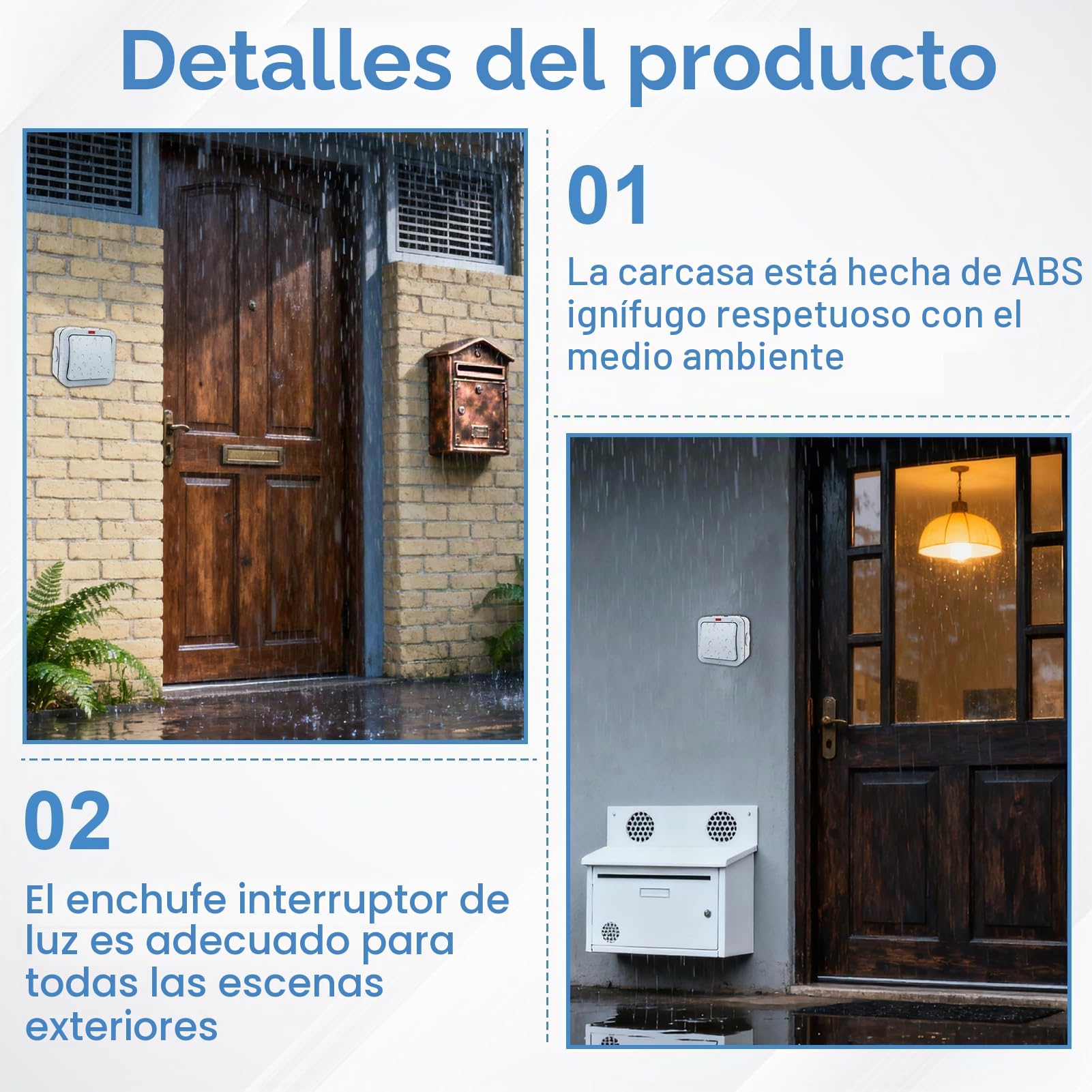 Interruptor de Pared Impermeable IP66 20A Universal Resistente a la Intemperie con Cubierta Antipolvo para Exteriores Jardín Taller