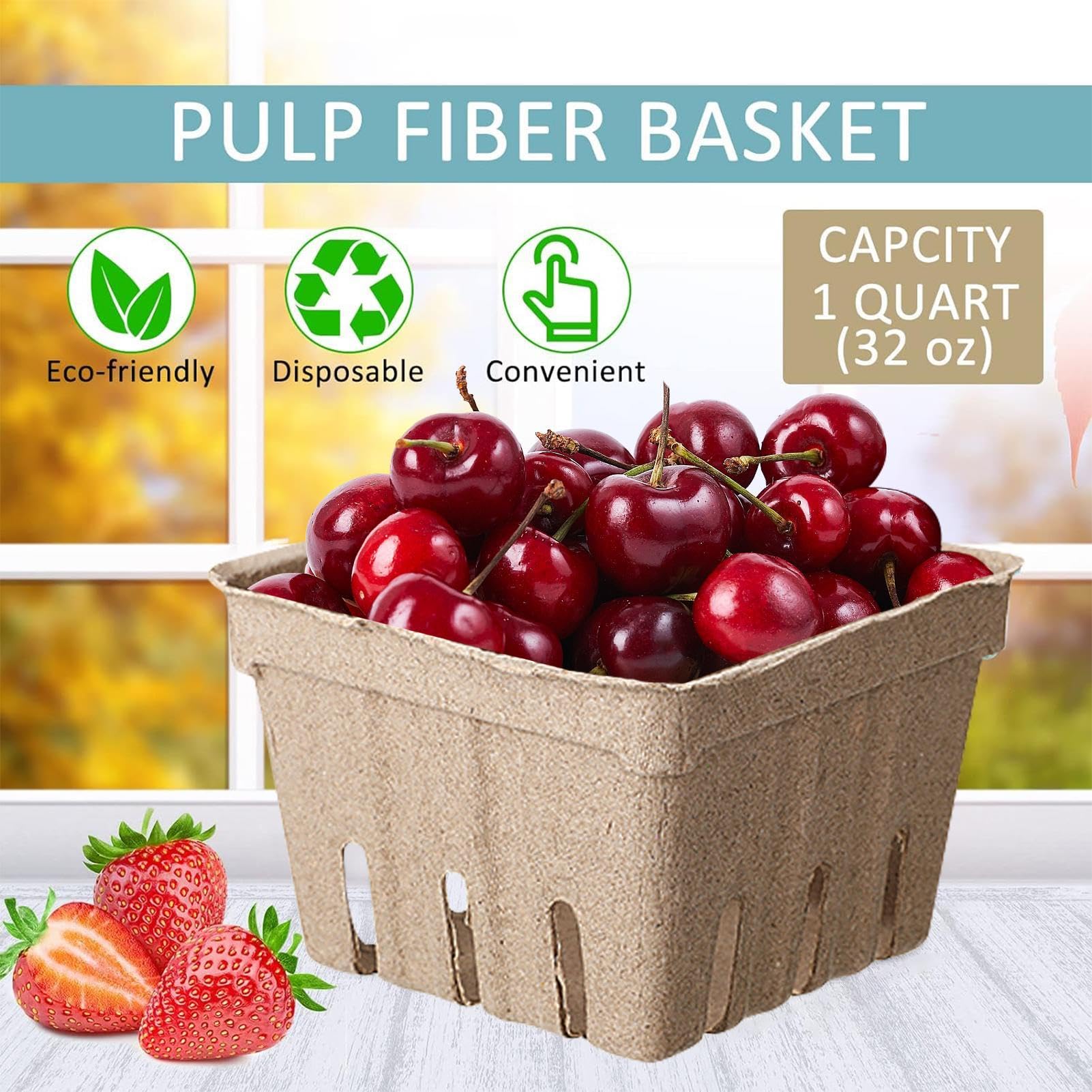 EXJEXJ Lot de 30 petits paniers à baies en fibre de pulpe naturelle ventilée pour fruits et légumes