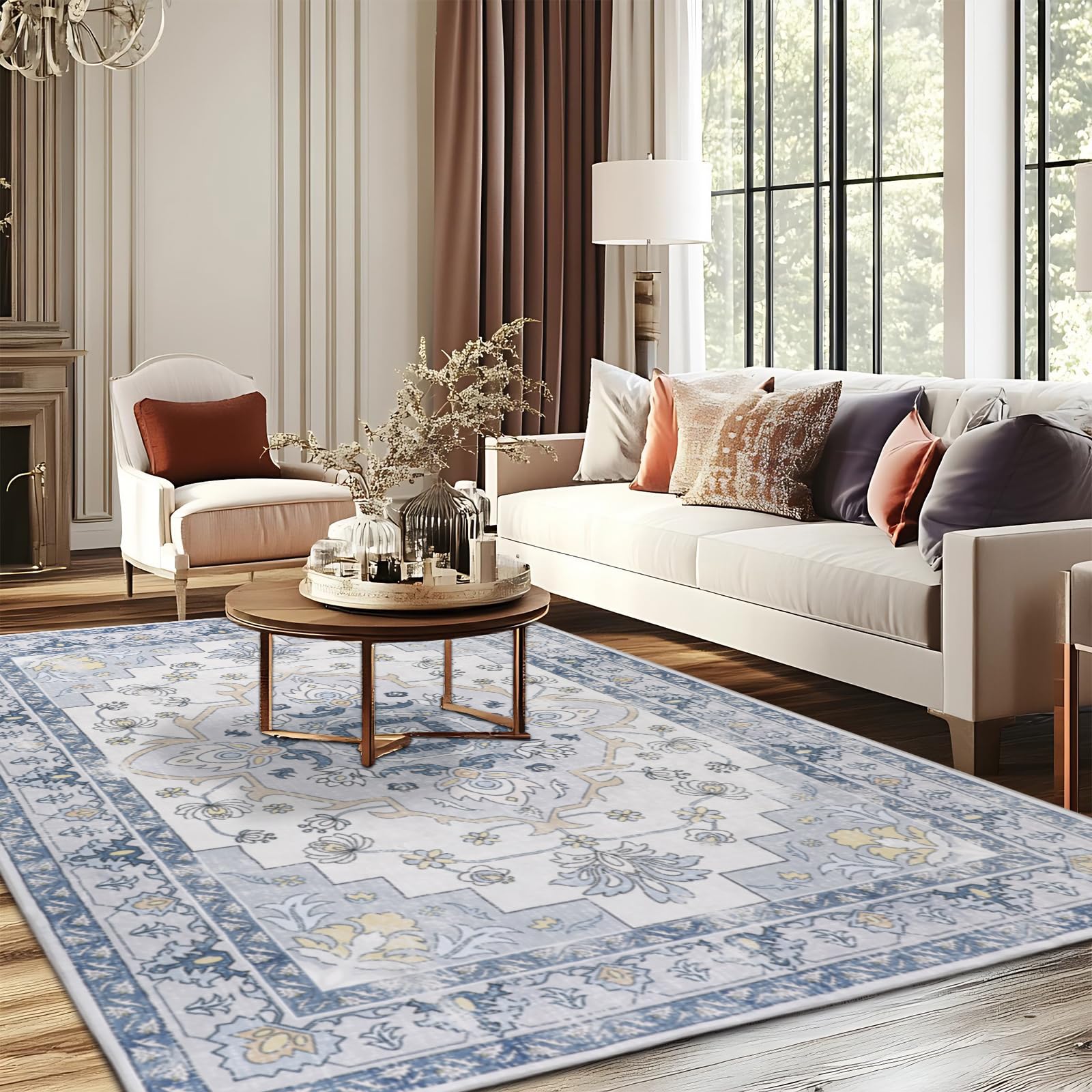MOSISO 121x182 cm Area Rug for Living Room Washable Non Slip Vintage National Area Rug, Low Pile Carpet - Image 3