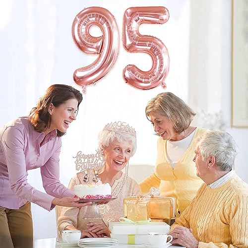 Miniatura 2 de Decoraciones de fiesta de cumpleaños 95 para mujer, incluyendo banda de cumpleaños 95, corona de cumpleaños, velas de cumpleaños número 95 y adorno