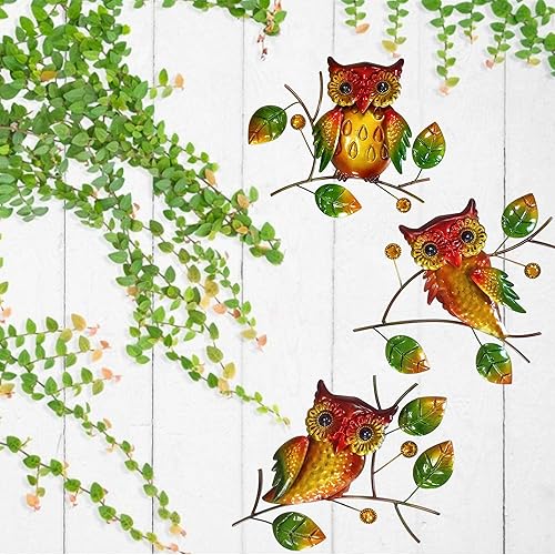 Miniatura 2 de JFRISING Decoración de pared de búho de metal para exteriores, interiores, escultura de pared colgante para el hogar, jardín, dormitorio, sala de