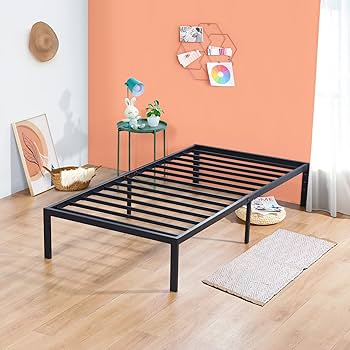 Olee Sleep)メタルプラットフォームベッドフレーム ブラック シングル