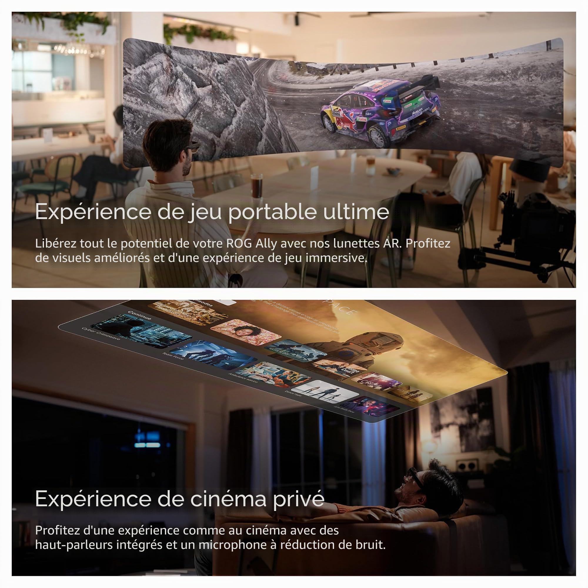 ASUS AirVision M1 Lunettes intelligentes Portables 100" 1100 nits 95% DCI-P3 compatibles ROG Ally PC Windows TÜV Rheinland