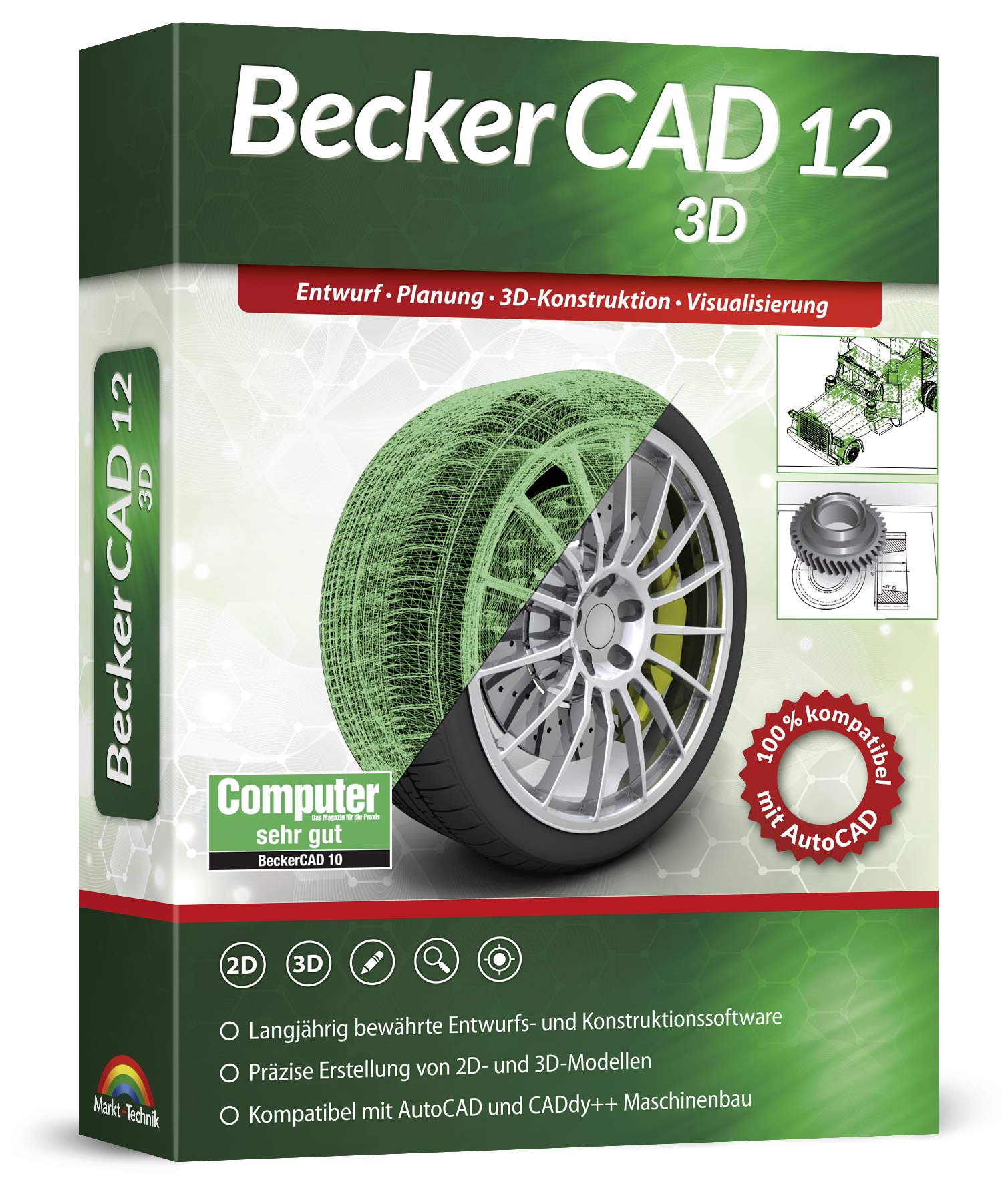 BeckerCAD 12 3D - CAD-Software und 3D-Zeichenprogramm für Architektur, Maschinenbau, Modellbau und Elektrotechnik - kompatibel mit AutoCAD - Programm für Windows 11, 10, 8, 7