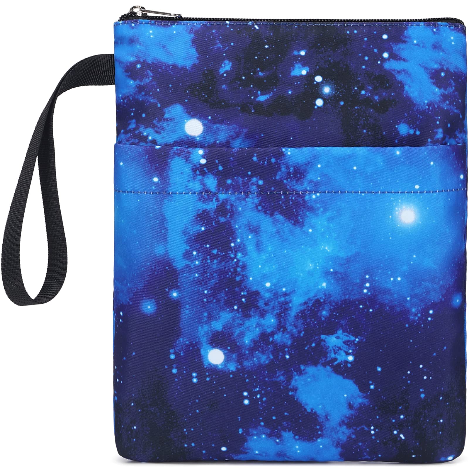 DSIUE Book Sleeve Book Covers Book Protector with Zipper Washable Fabric for Adult Book Lover Teacher Student,11.4 X 9 Inch (Galaxy Blue)