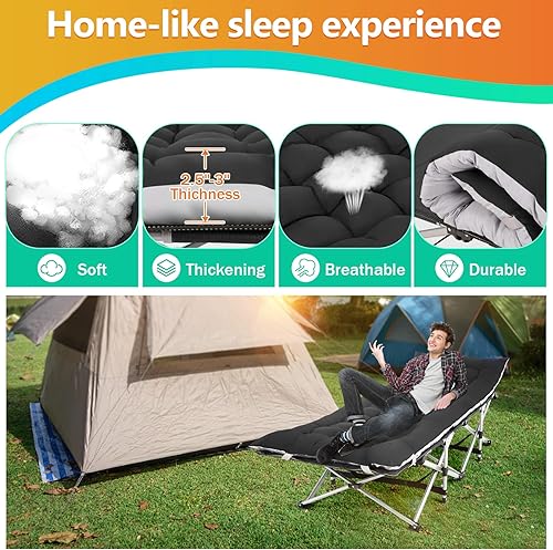 Miniatura 5 de Cuna plegable para acampar al aire libre para cama y cuna de viaje de calidad ligera portátil resistente para adultos y niños cuna de viaje de doble
