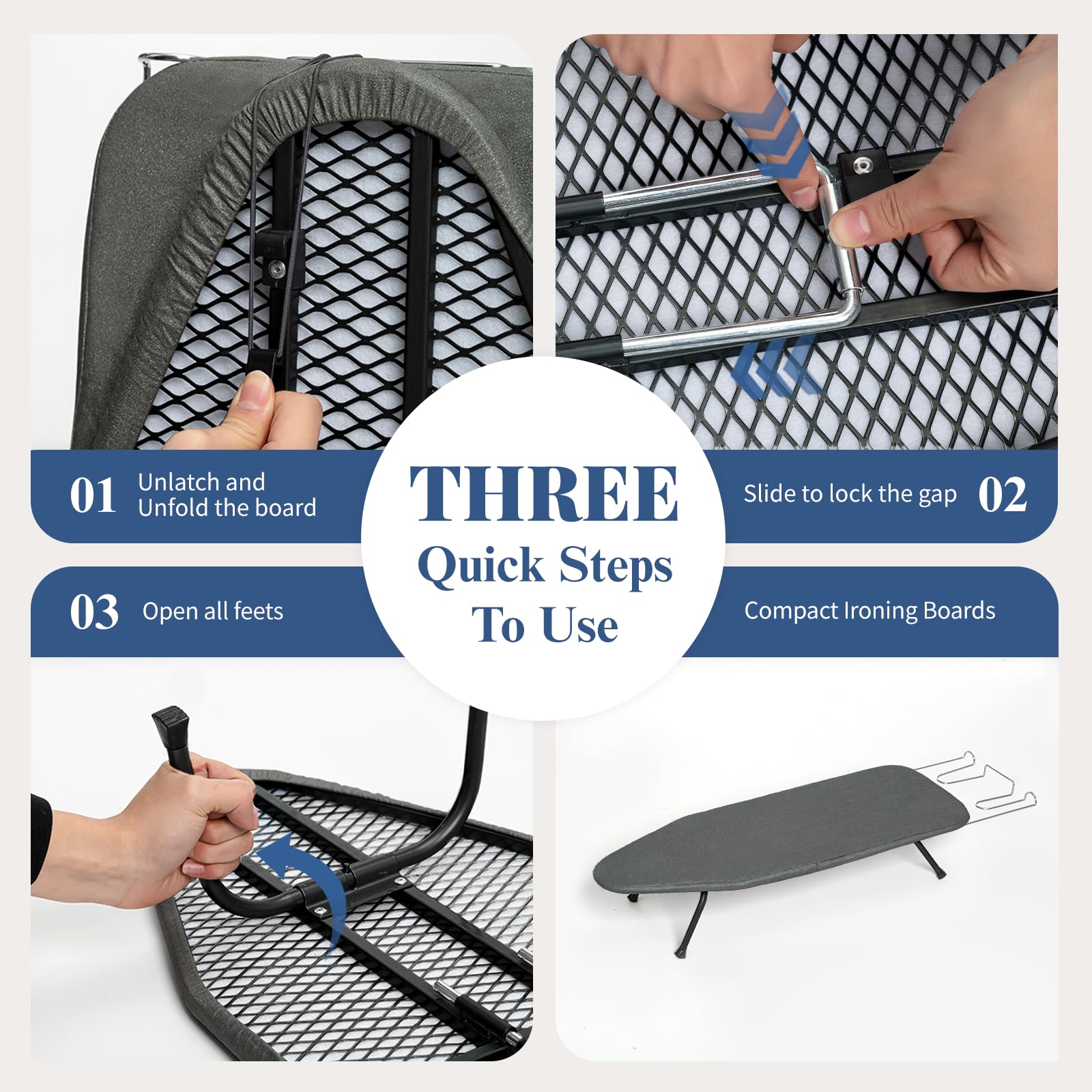 Small Ironing Board Foldable, BlissBoard Tabletop Iron Board with