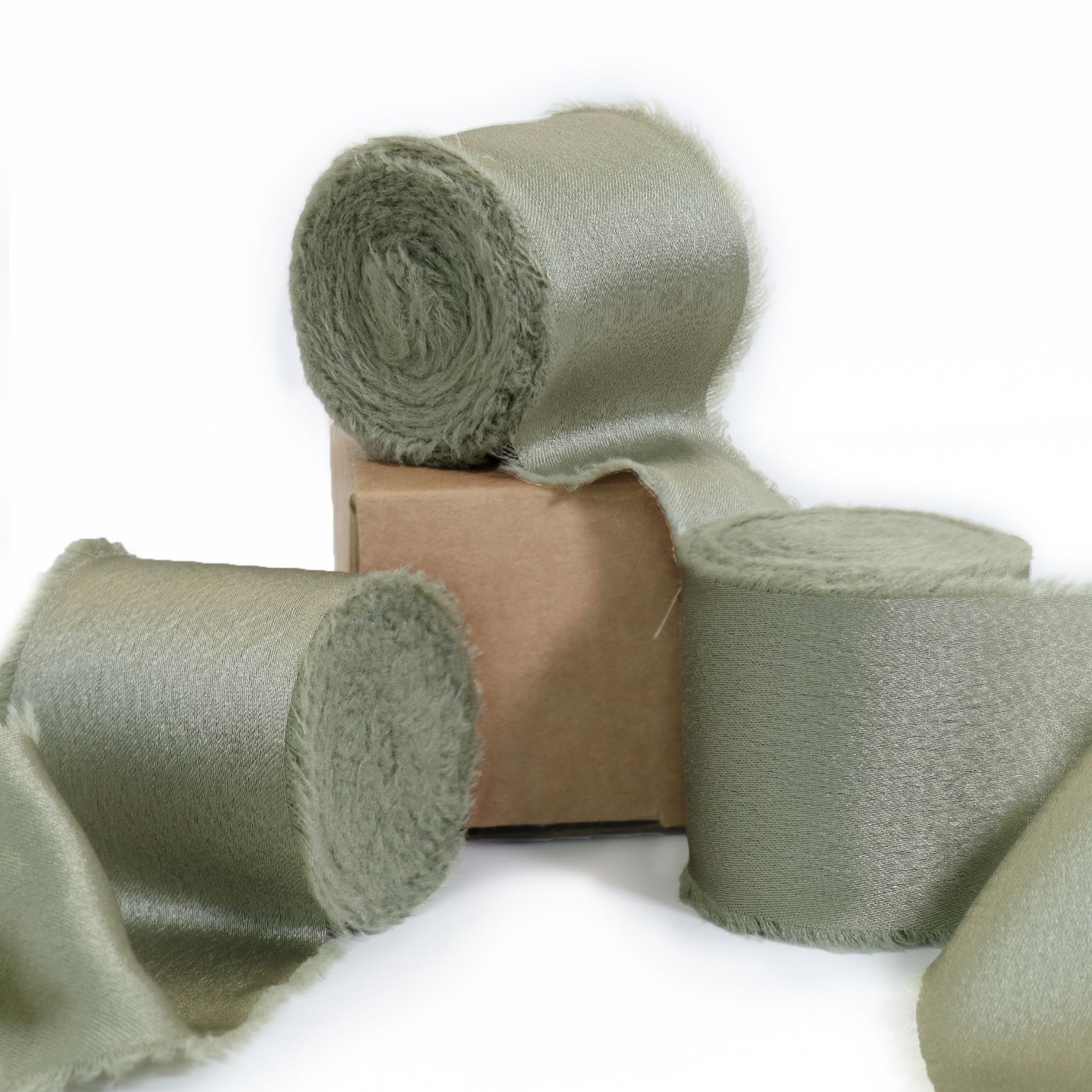 Ligtmor Silk Satin Ribbon 1-1/2 inch x 15 Yard (3.8cm x 13.5m) Handmade Frayed Ribbons for Gift Wrapping Crafts Wedding Flower Bouquet Holiday Décor