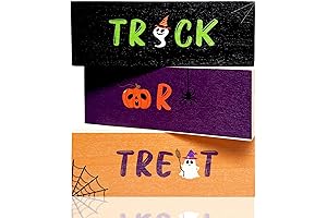 3 Pcs Halloween Wooden Block Signs, Trick or Treat Halloween Table Decorations