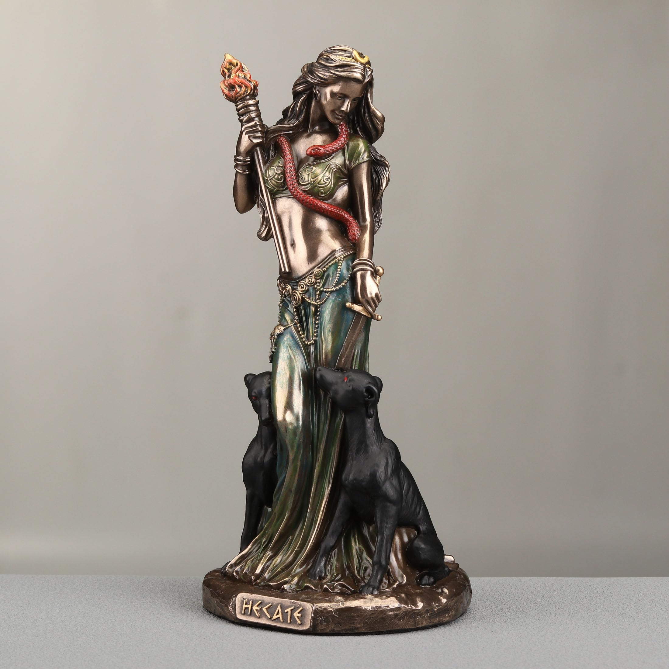 Veronese Design 6 1/8 cala Hekate grecka magii odlewana na zimno rzeźba z brązu z wykończeniem