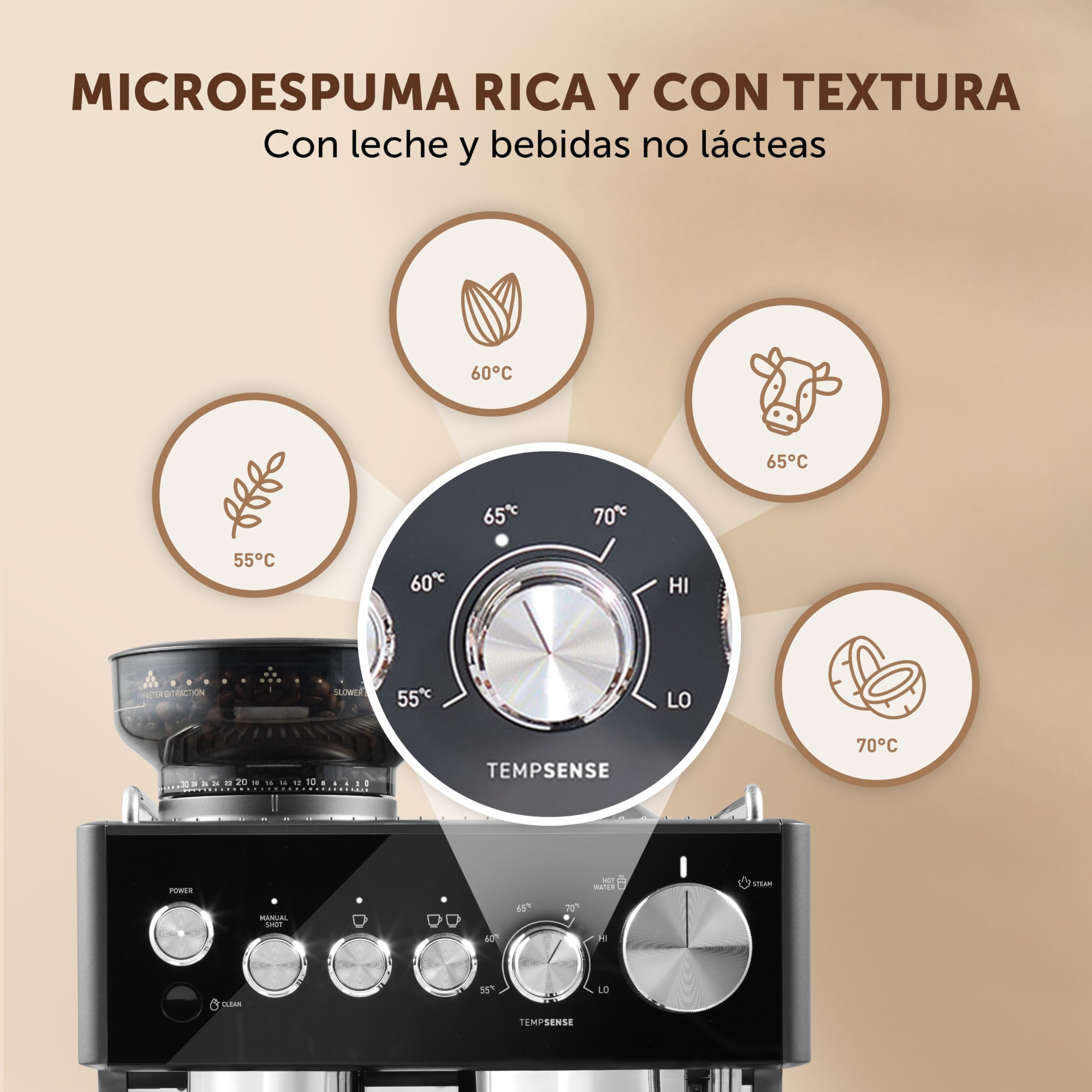 Breville Barista Sense Macchina per caffè espresso | Macchina da caffè con macinacaffè integrato e montalatte | Lancia vapore TempSense | Pompa italiana da 15 bar | Nero [VCF187X]