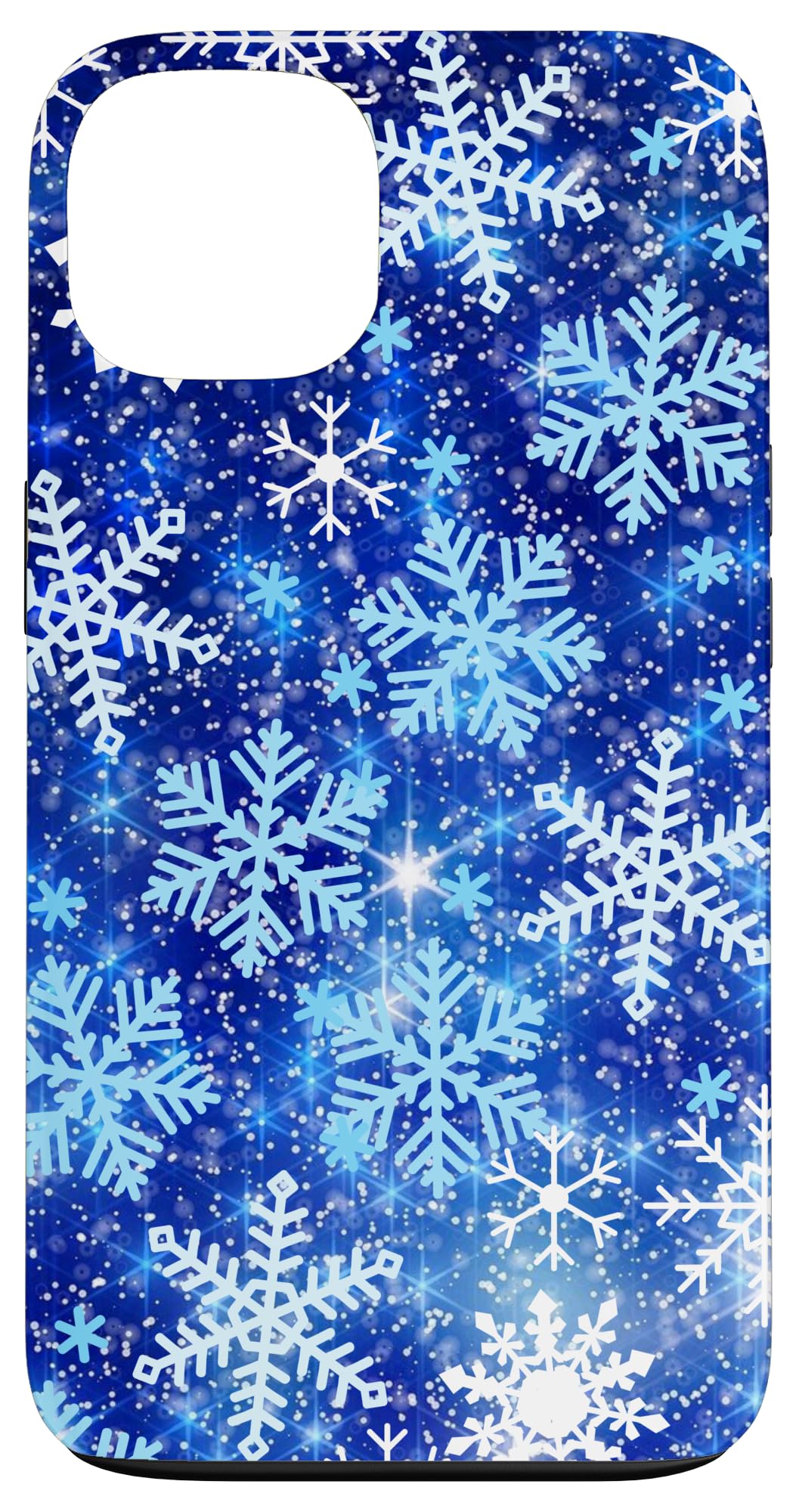 Winter Season Snowflakes on Blue Snowy Night Sky Case for iPhone 13